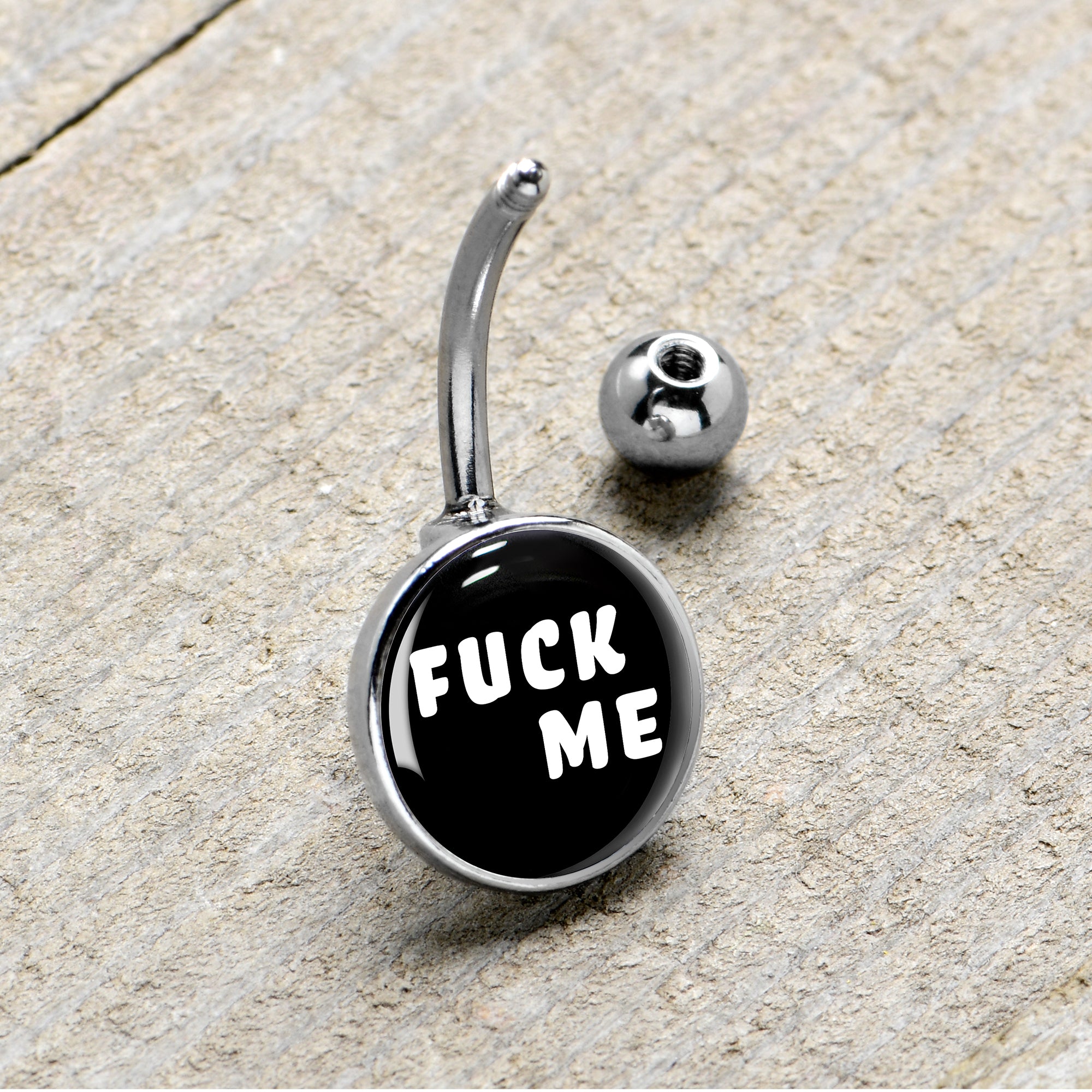 Solid Black F*ck Me Belly Ring