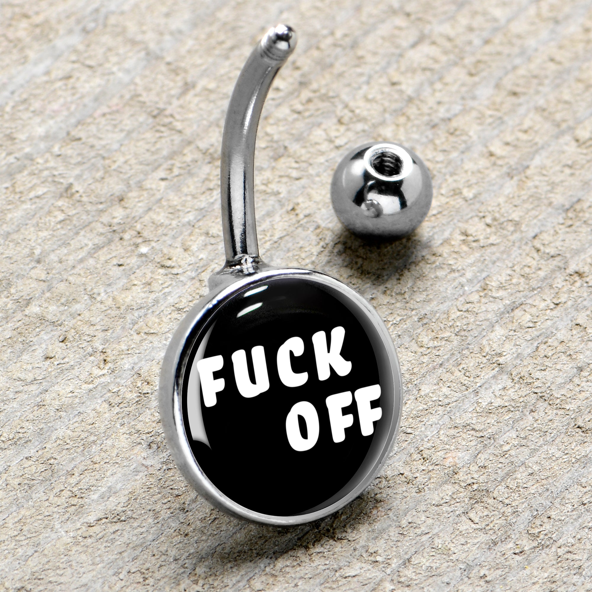 White Letters F*ck Off Belly Ring