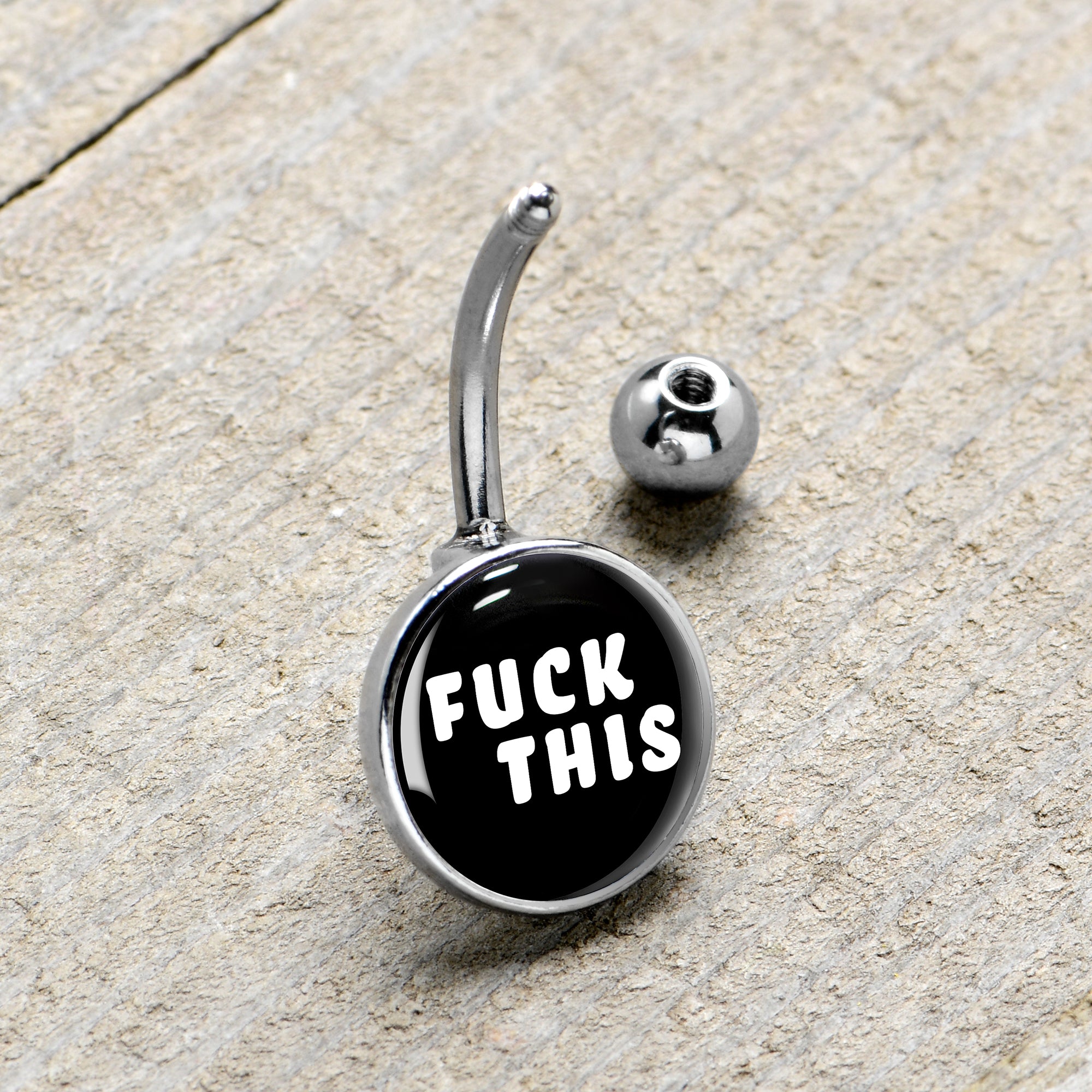 F*ck This Black White Belly Ring