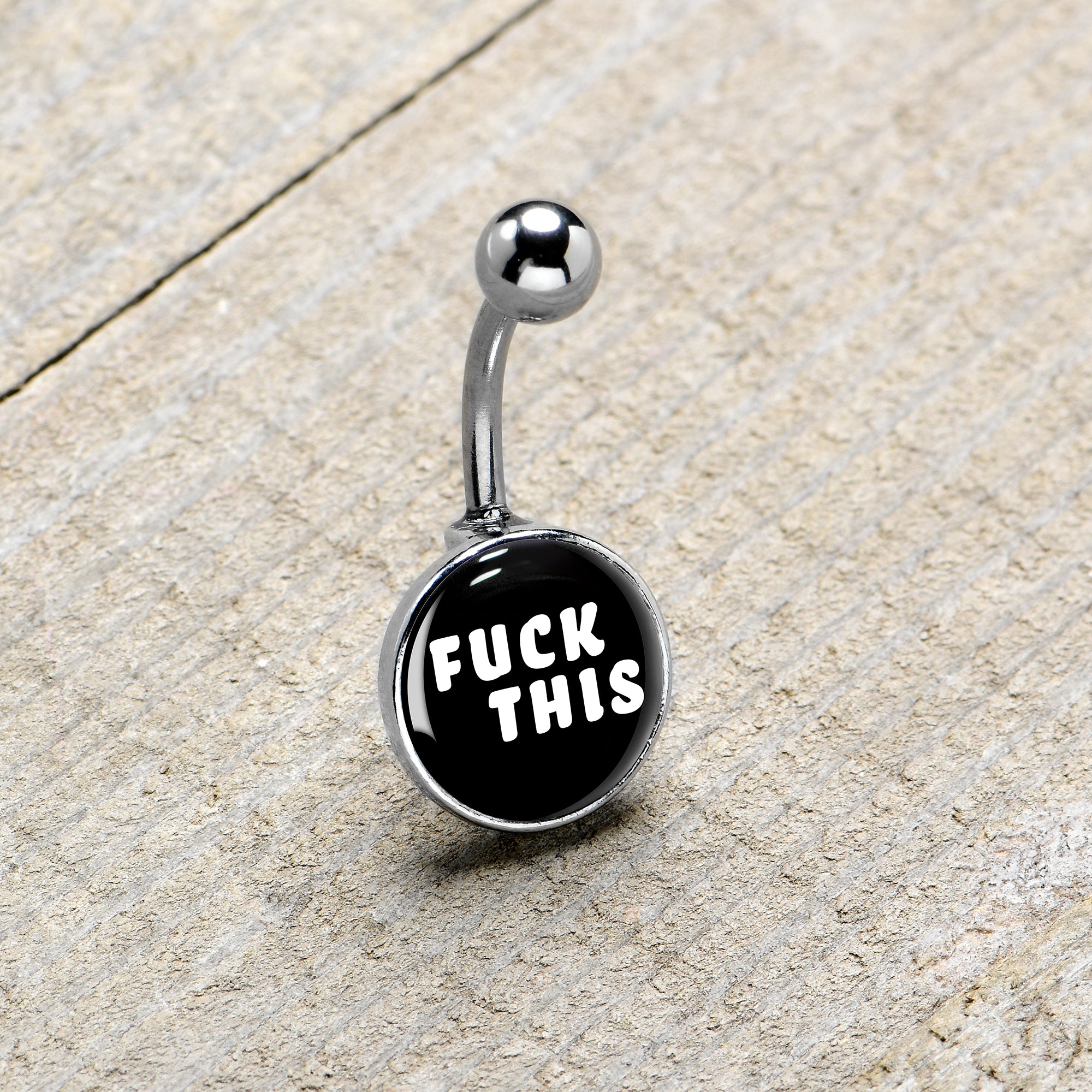 F*ck This Black White Belly Ring