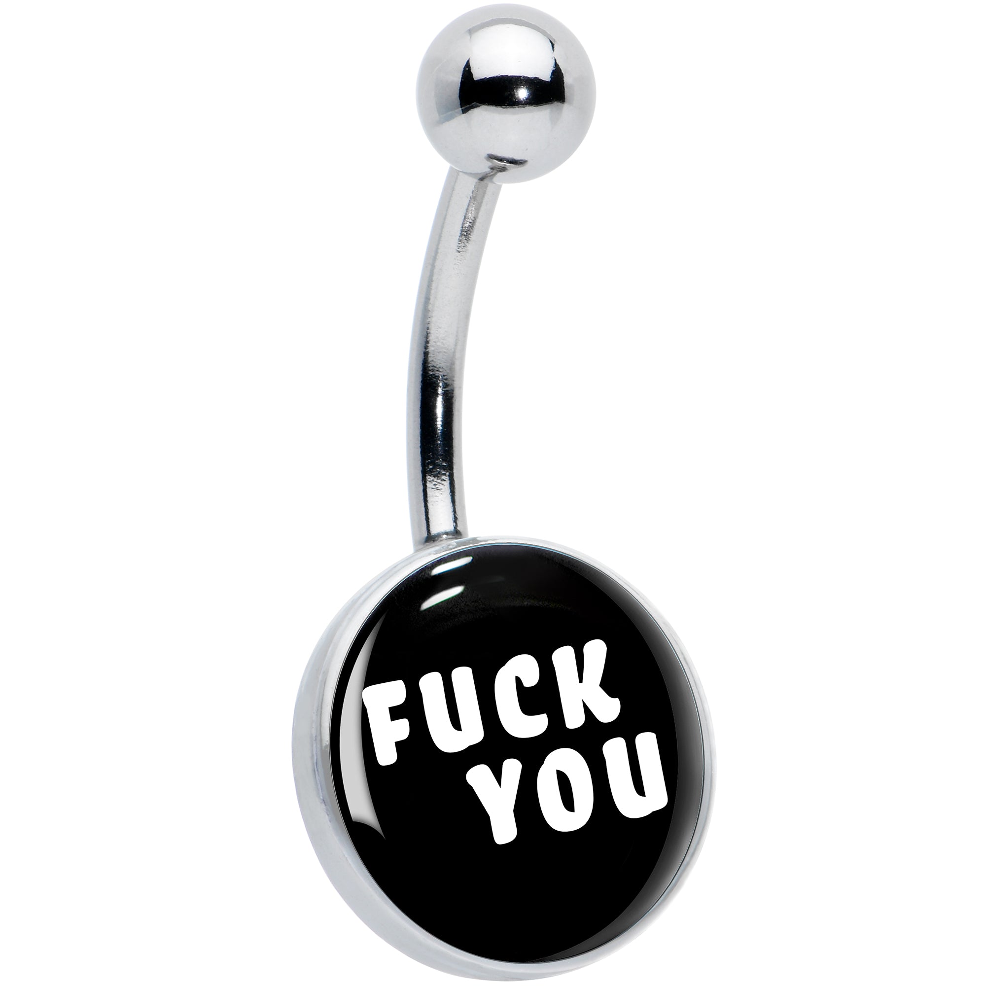 F*ck You Black White Belly Ring