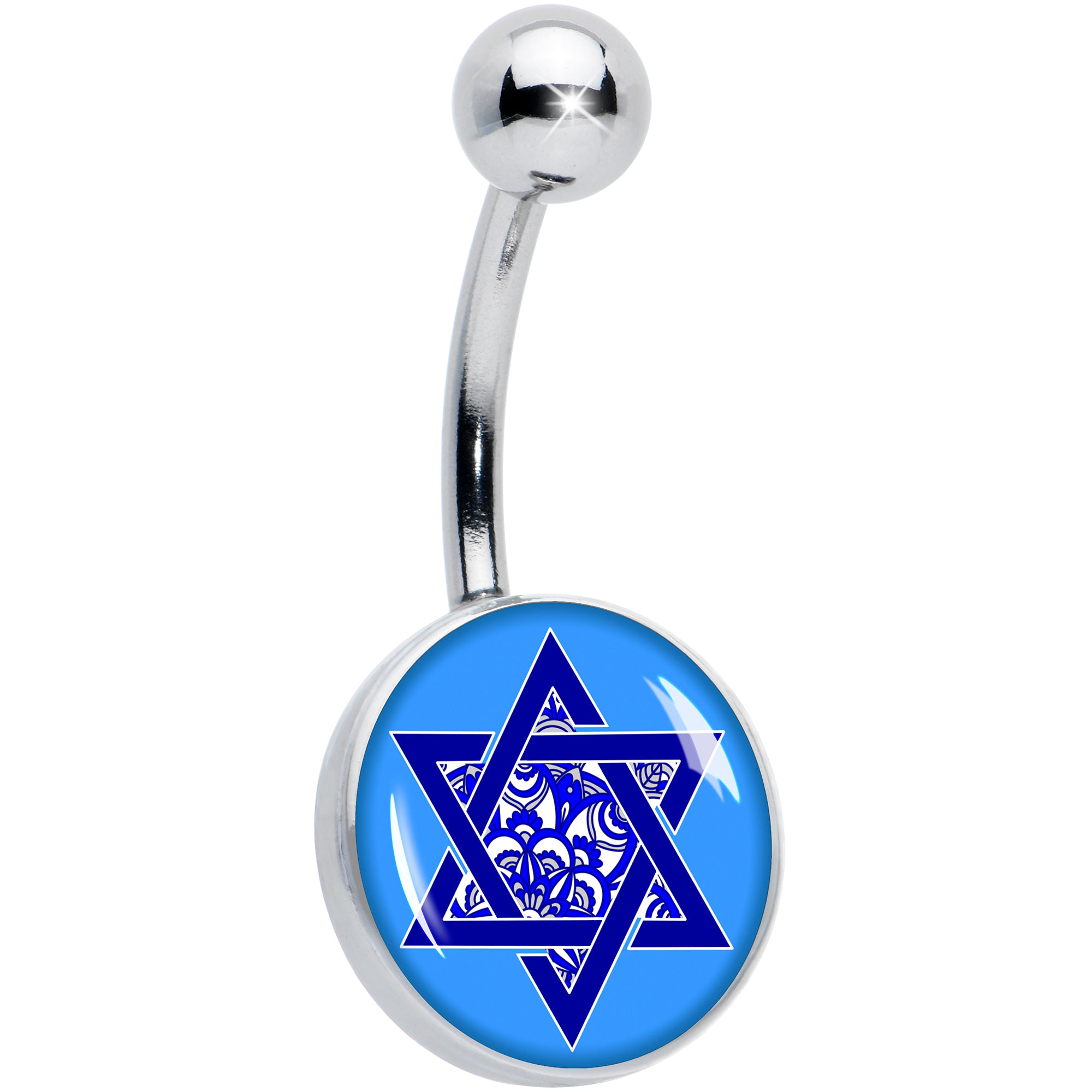 Floral Star of David Belly Ring