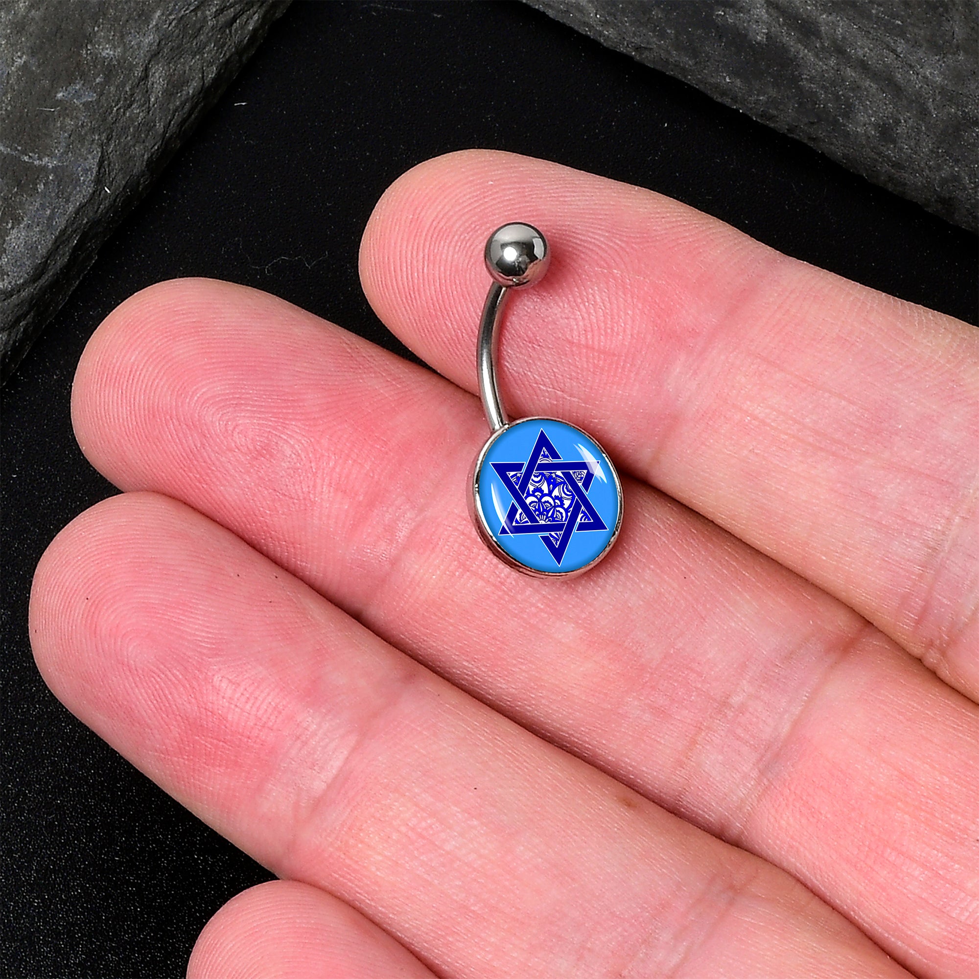 Floral Star of David Belly Ring