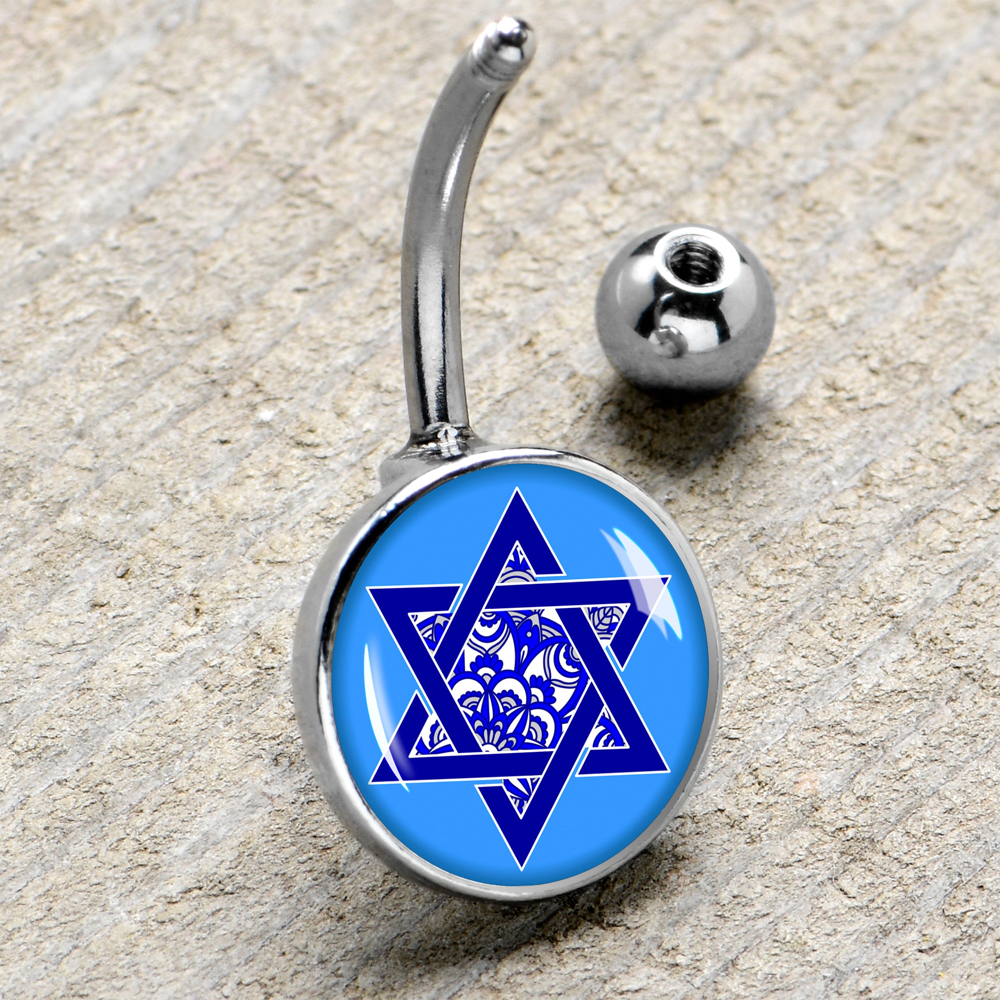 Floral Star of David Belly Ring