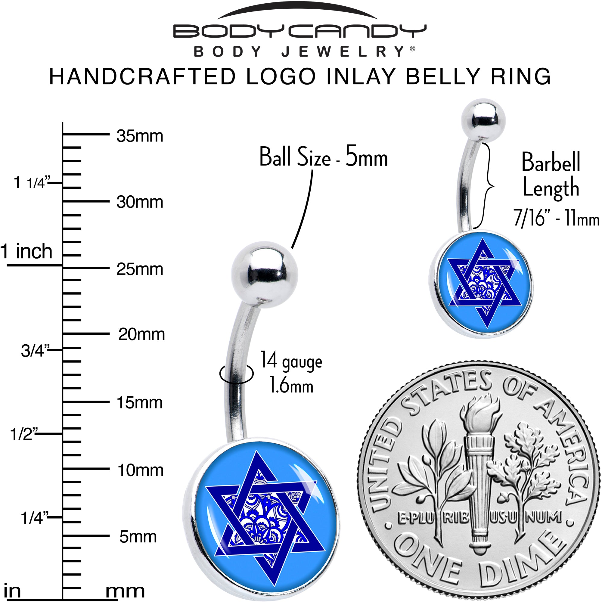 Floral Star of David Belly Ring