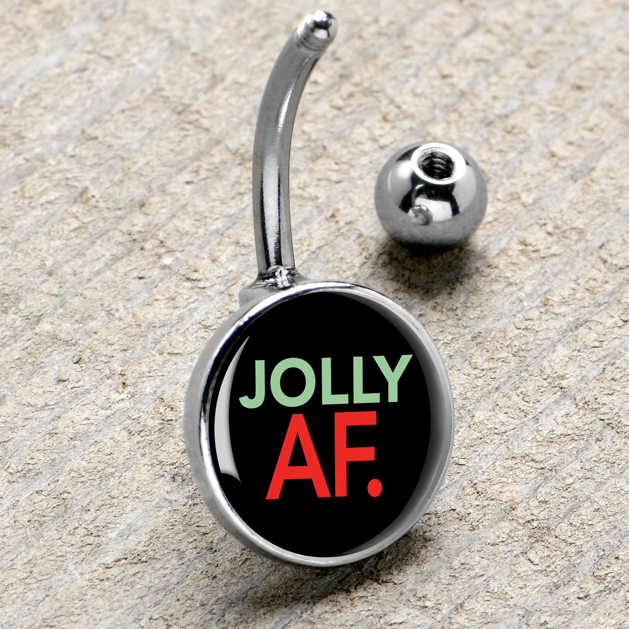 Jolly AF Festive Holiday Christmas Belly Ring