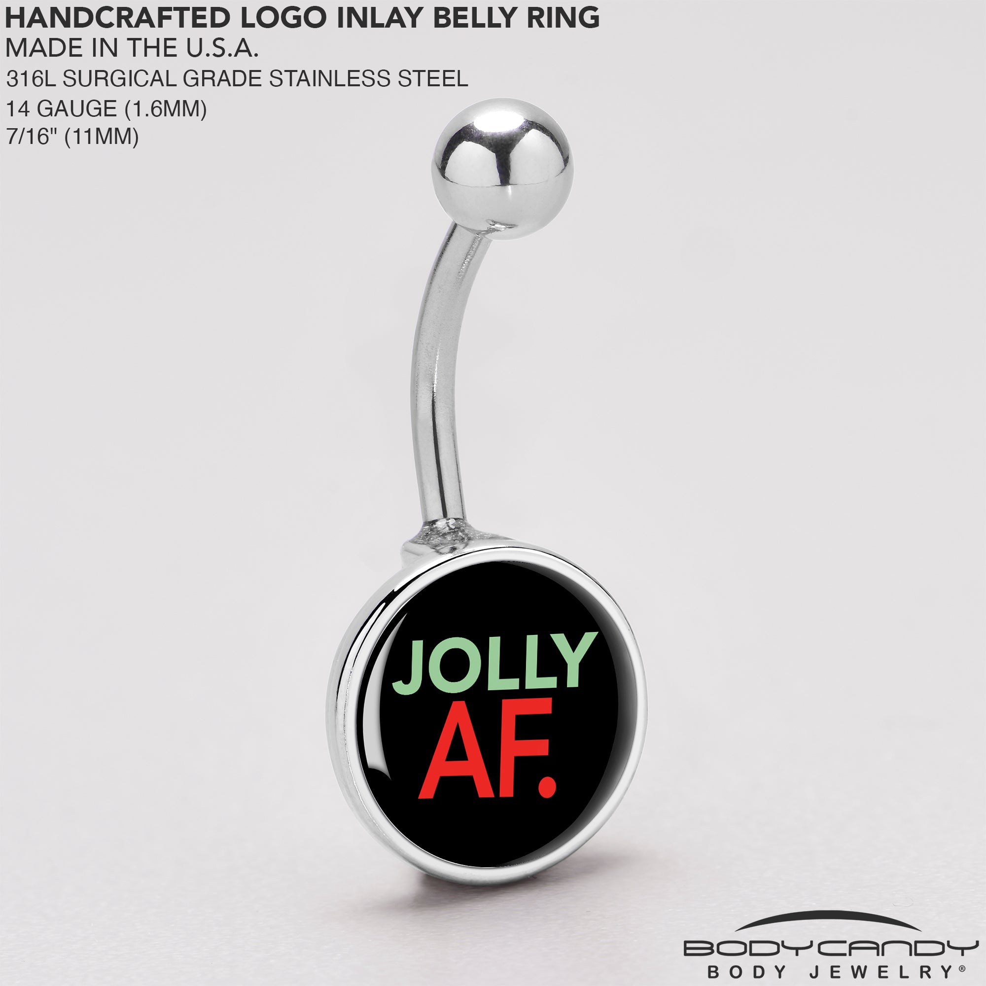 Jolly AF Festive Holiday Christmas Belly Ring