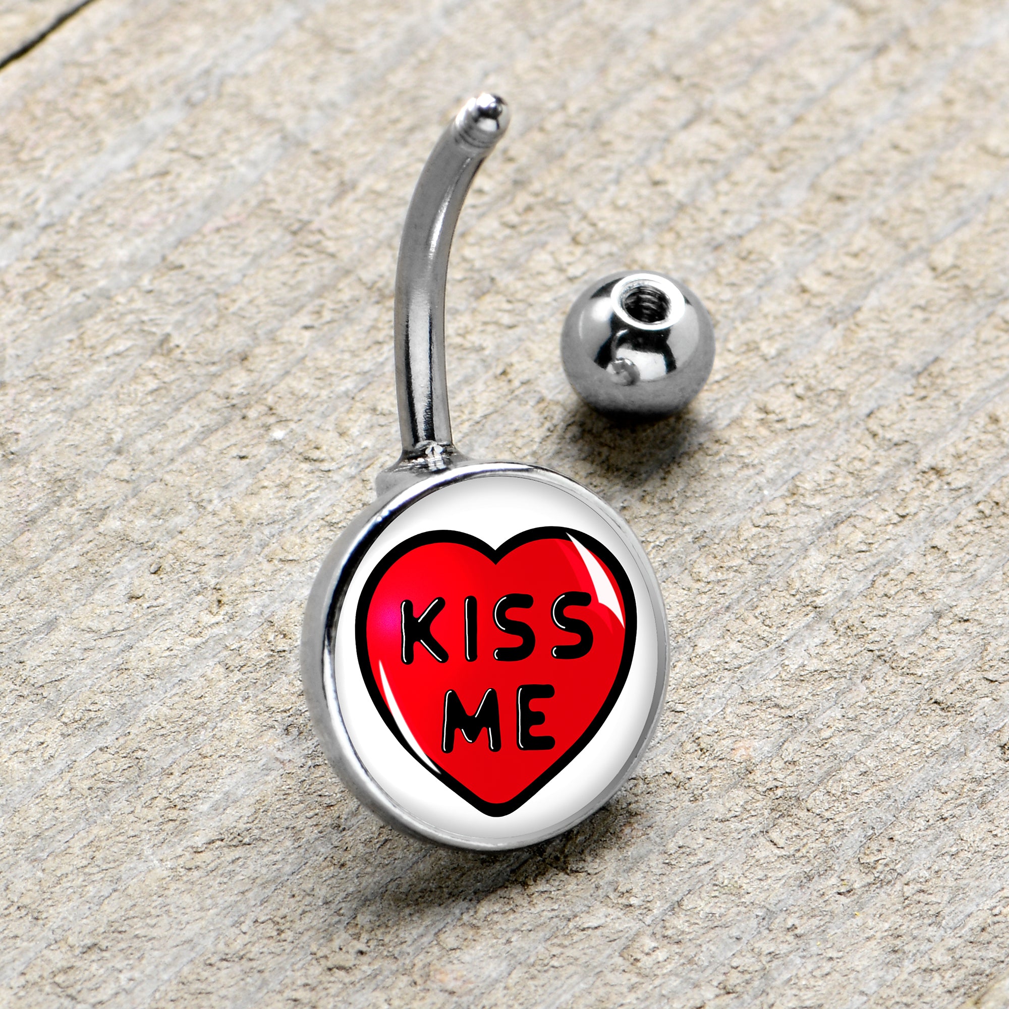 Kiss Me Candy Heart Belly Ring