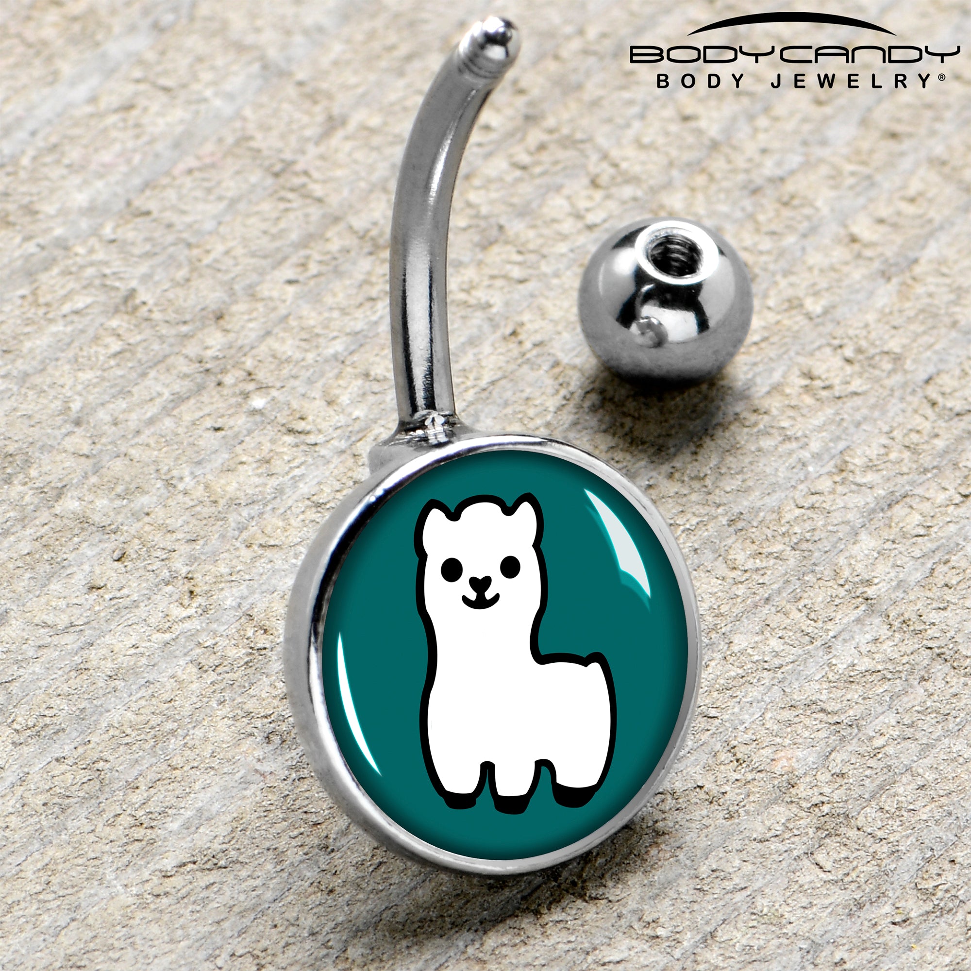 White Llama Belly Ring