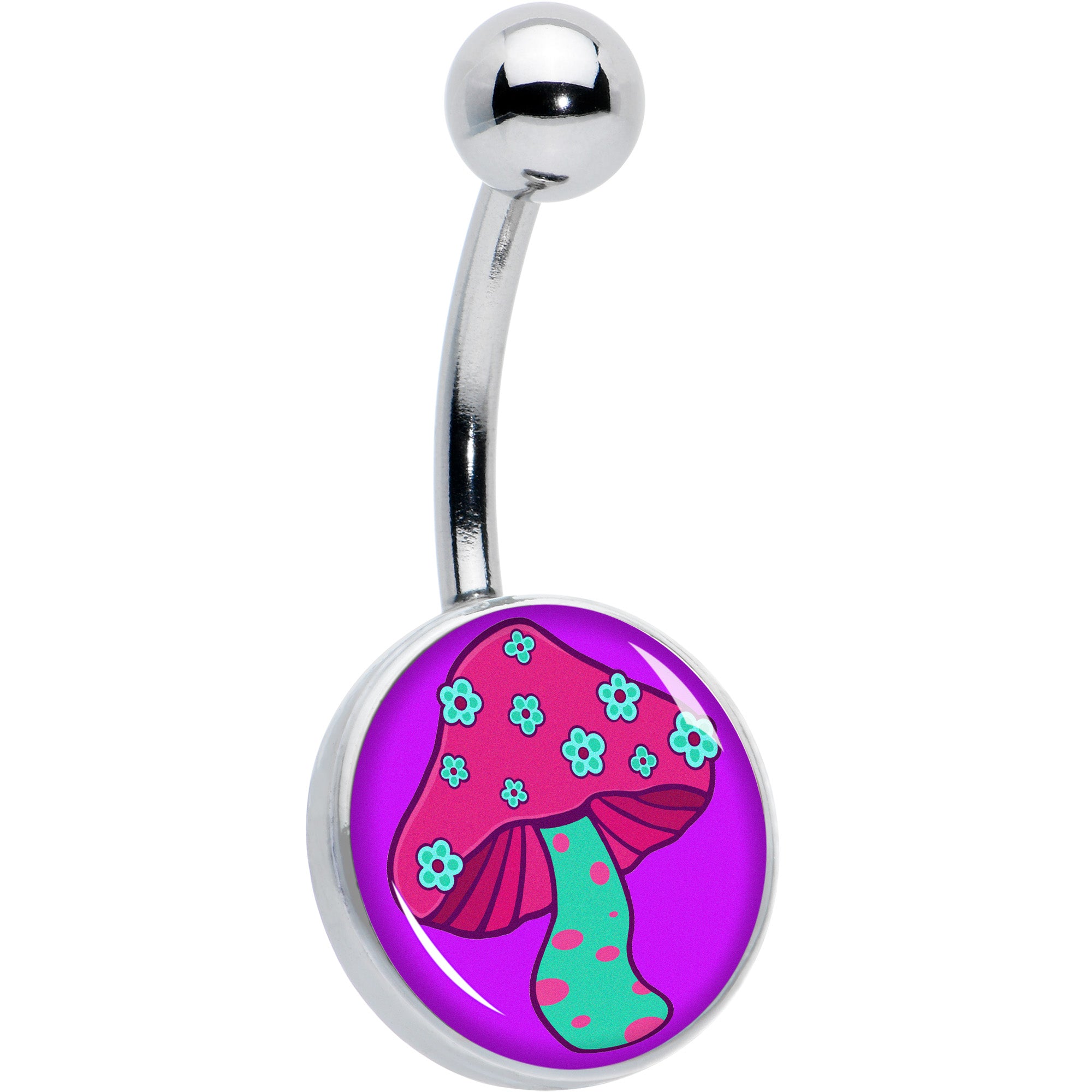 Funky Floral Mushroom Belly Ring