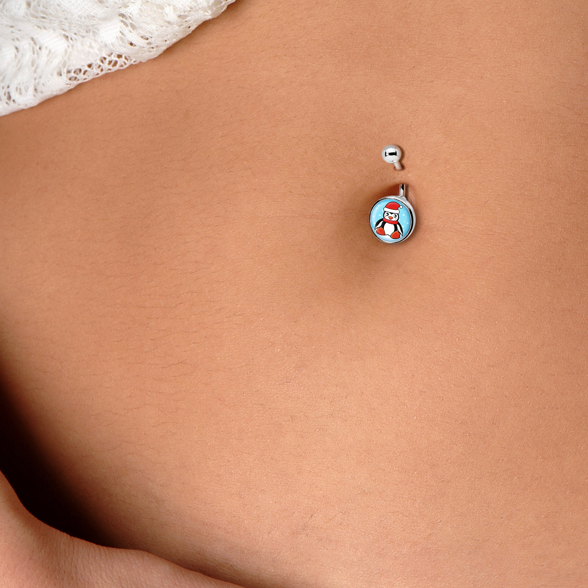 Snowfall Holiday Penguin Belly Ring