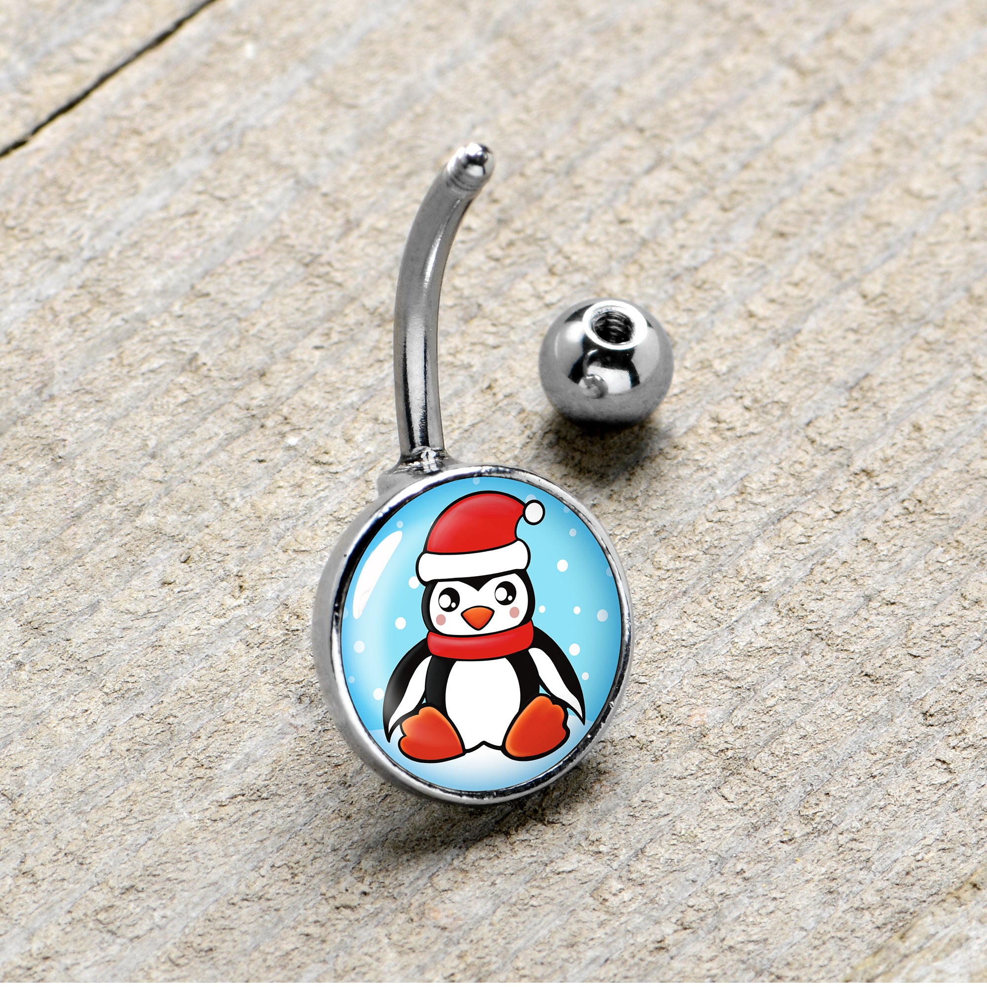 Snowfall Holiday Penguin Belly Ring