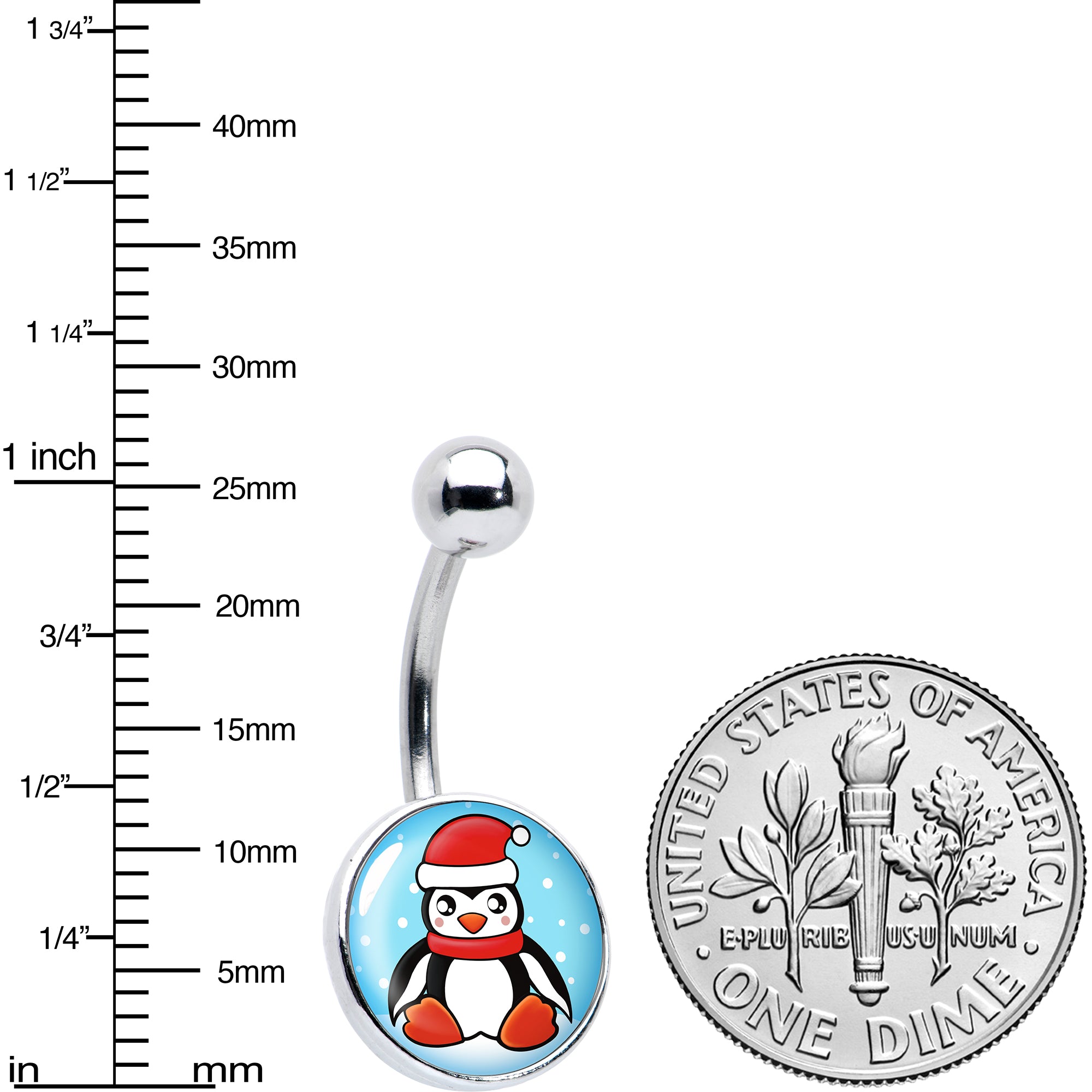 Snowfall Holiday Penguin Belly Ring