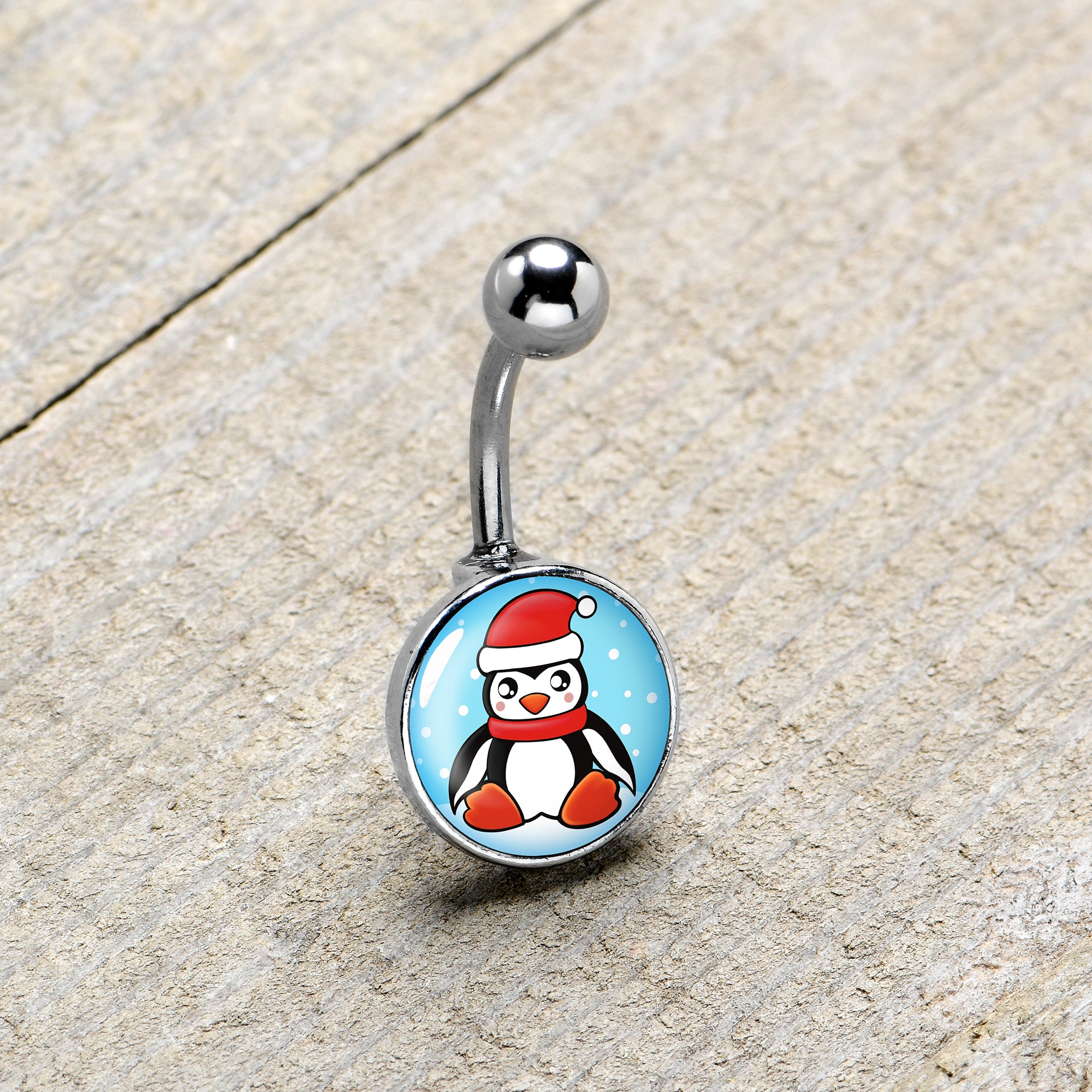 Snowfall Holiday Penguin Belly Ring