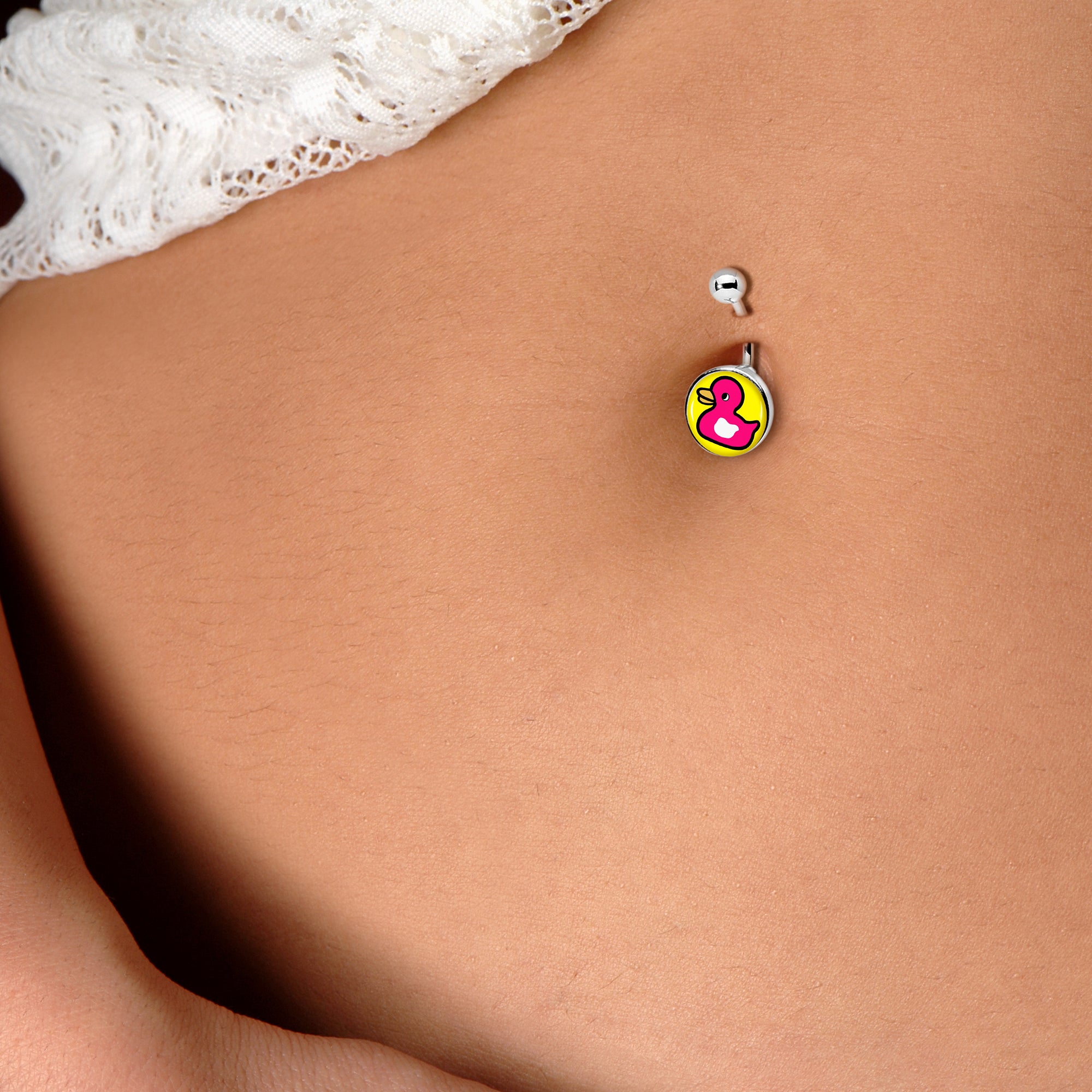 Pink Ducky Belly Ring