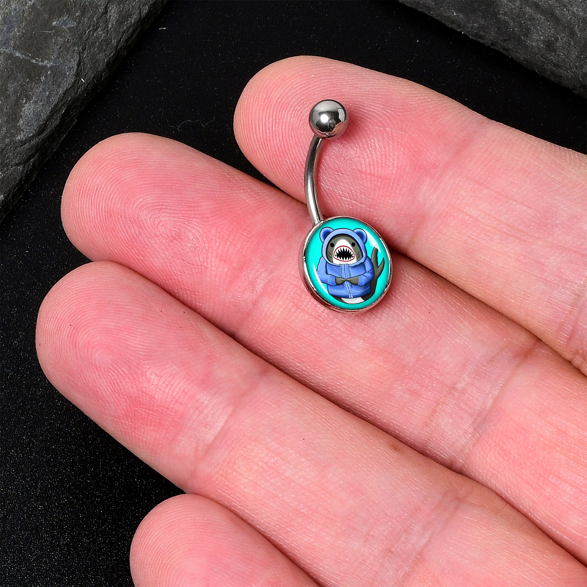 Shark in a Hoodie Belly Ring