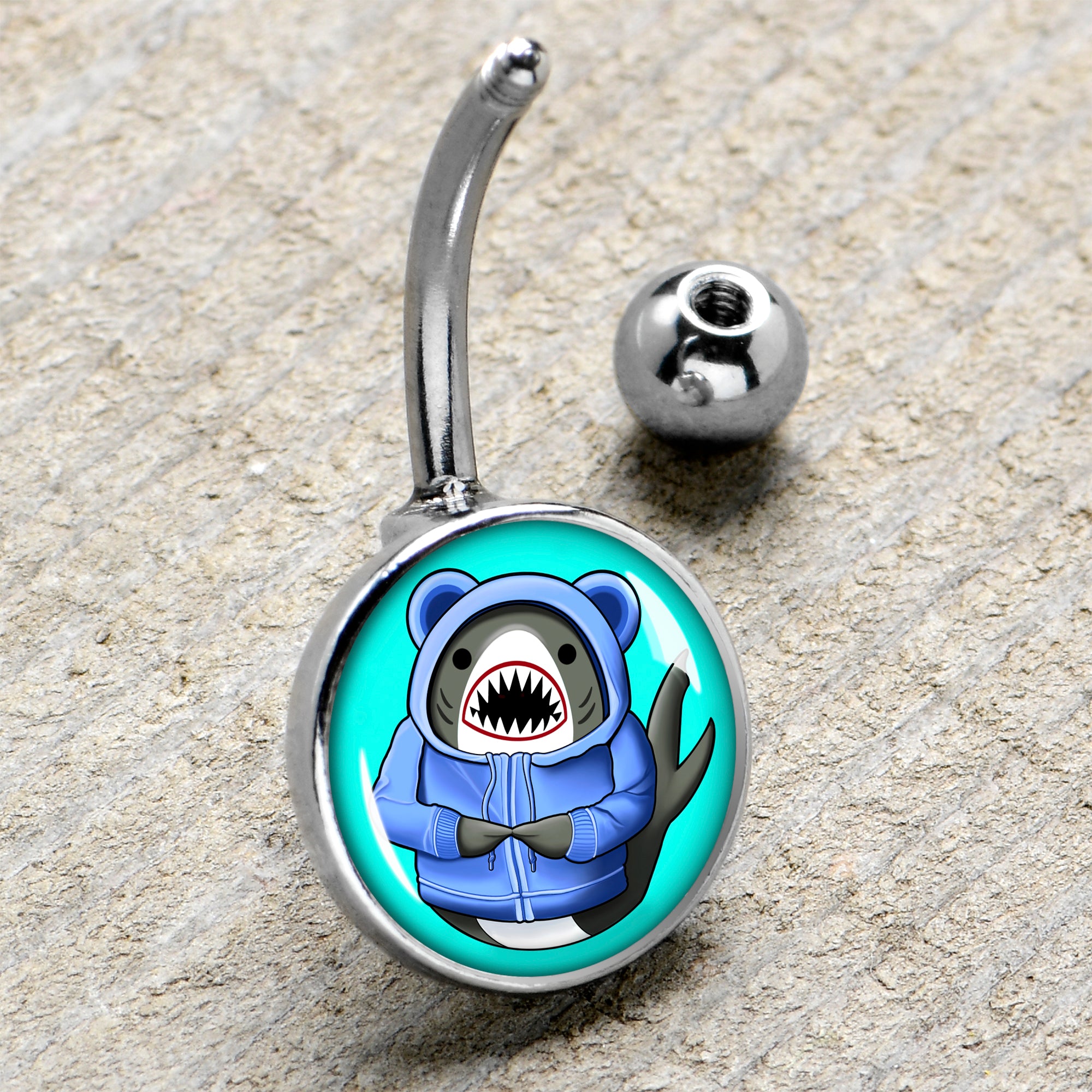 Shark in a Hoodie Belly Ring