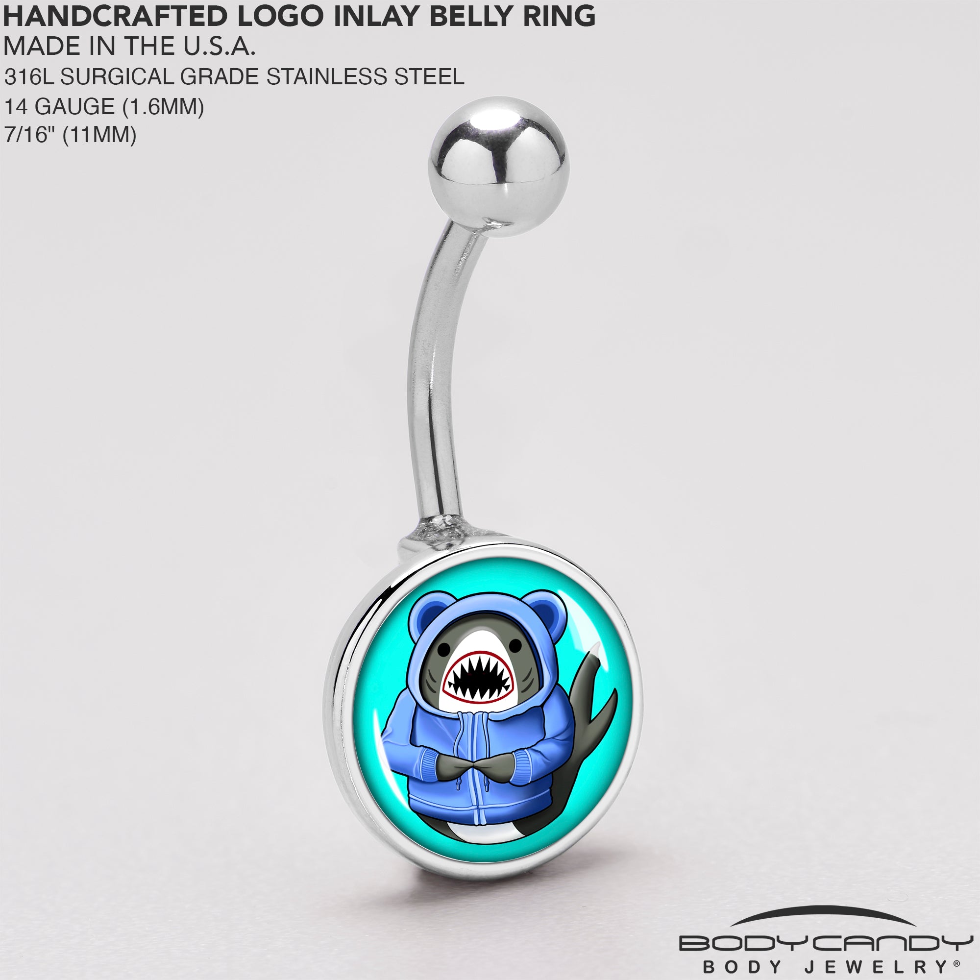 Shark in a Hoodie Belly Ring