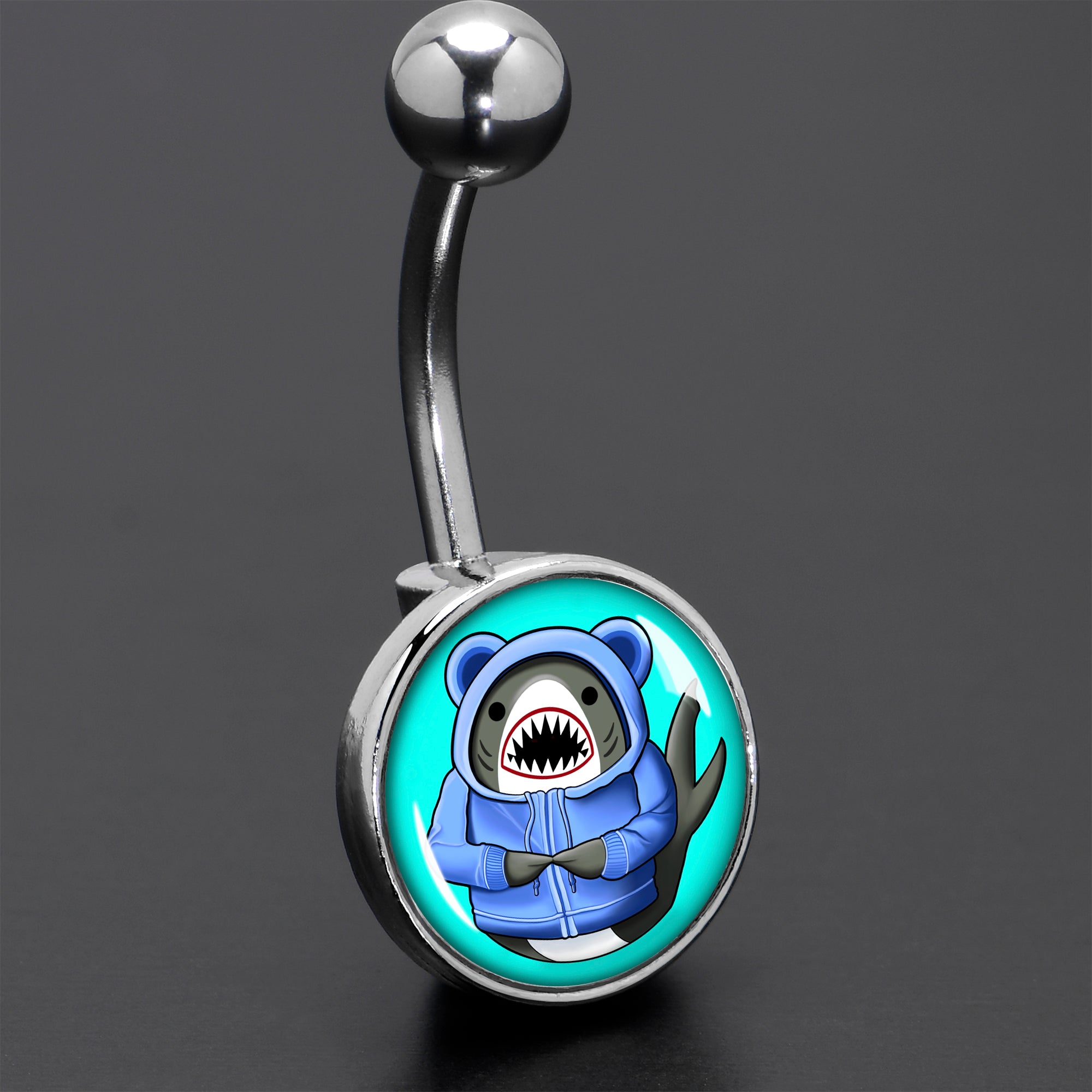 Shark in a Hoodie Belly Ring