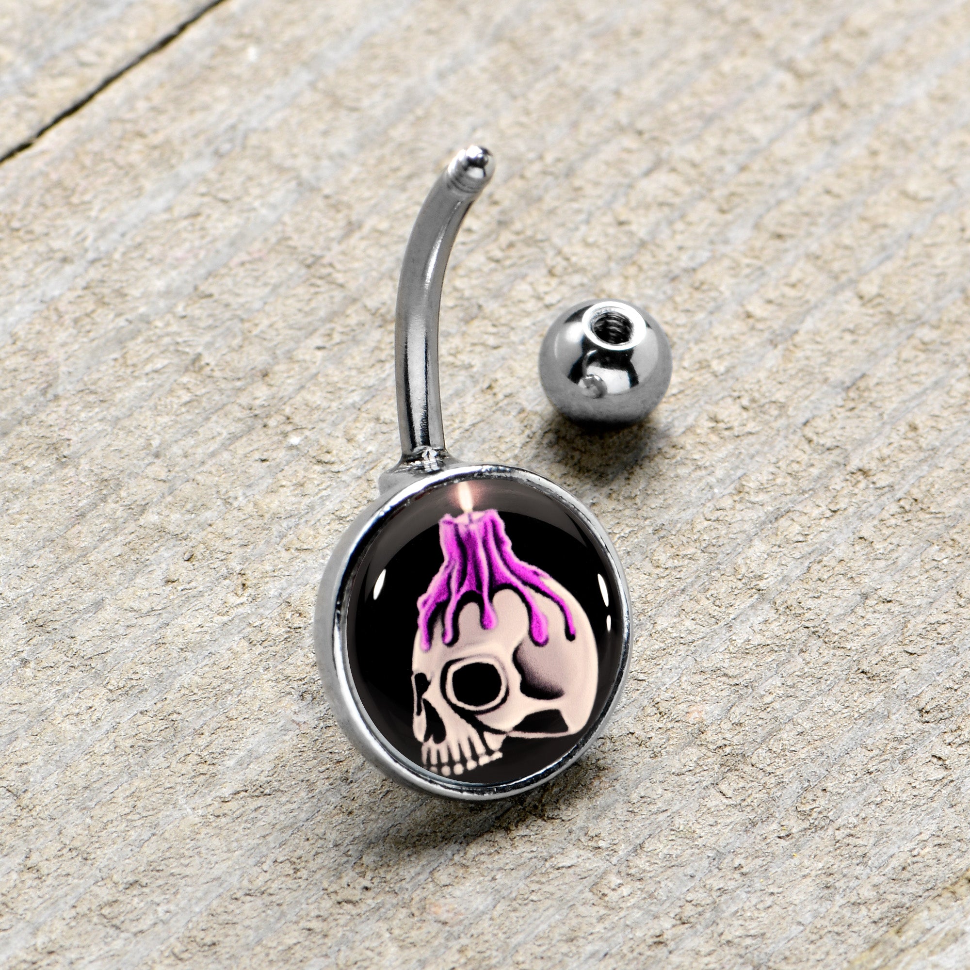 Burning Skull Candle Belly Ring