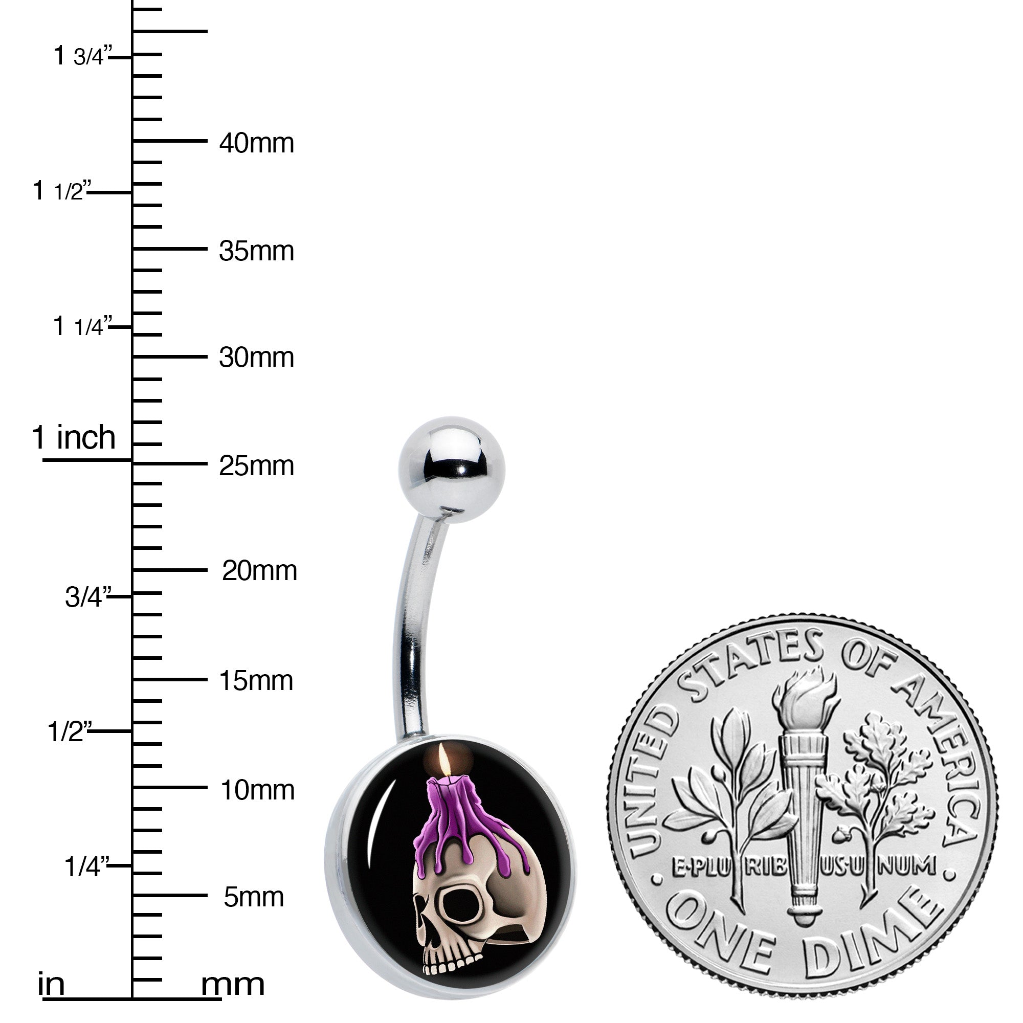 Burning Skull Candle Belly Ring