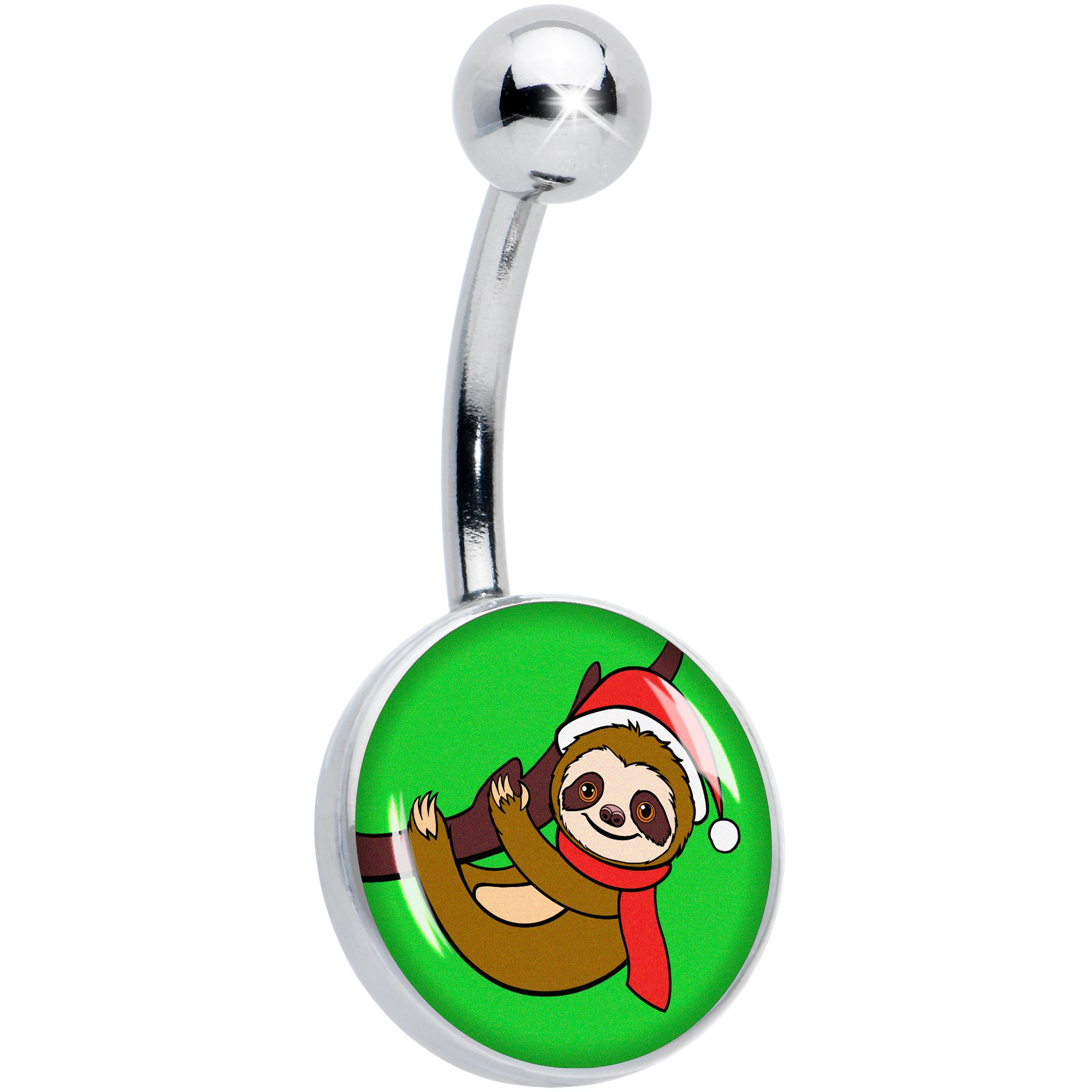 Holiday Santa Sloth Belly Ring