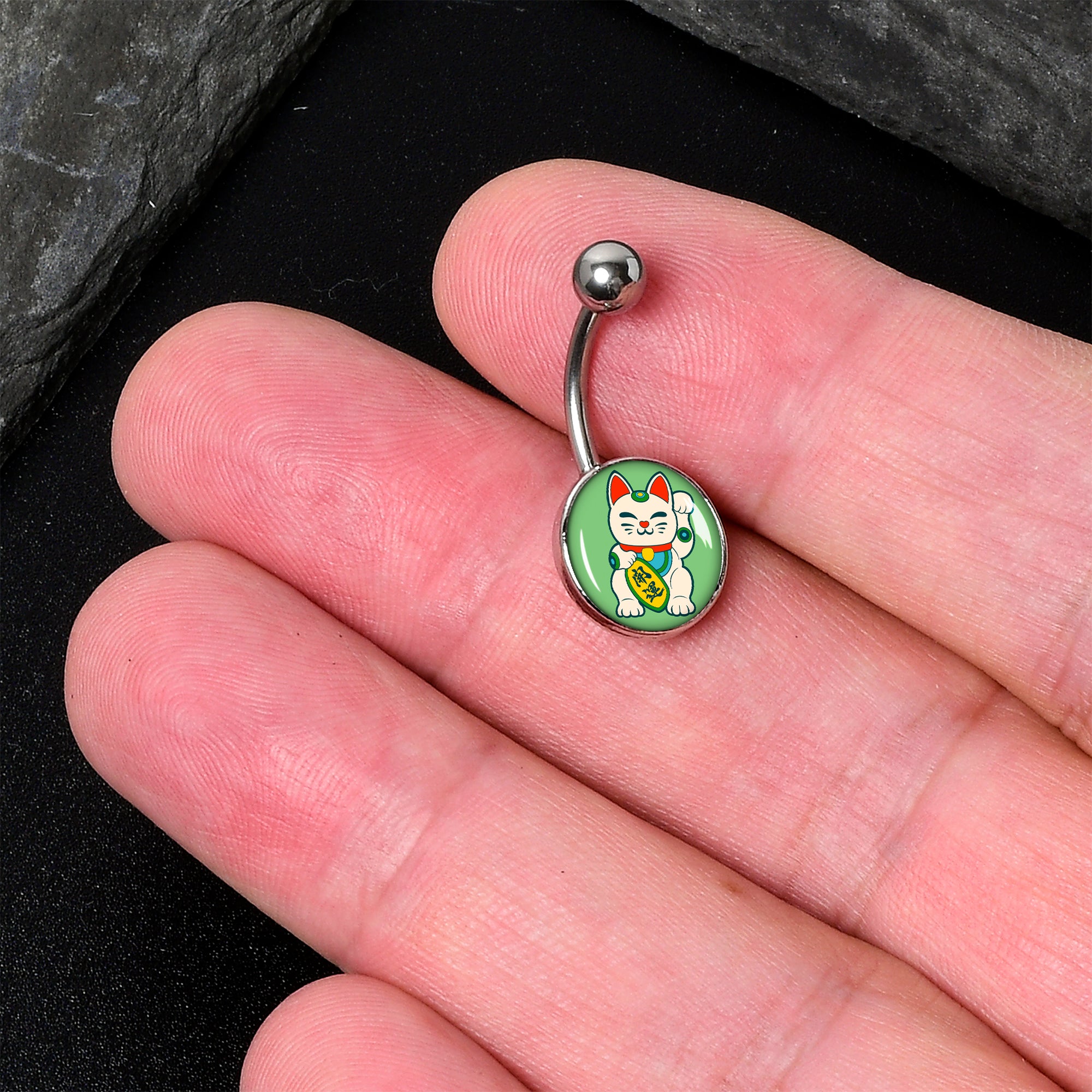 Waving Cat Belly Ring