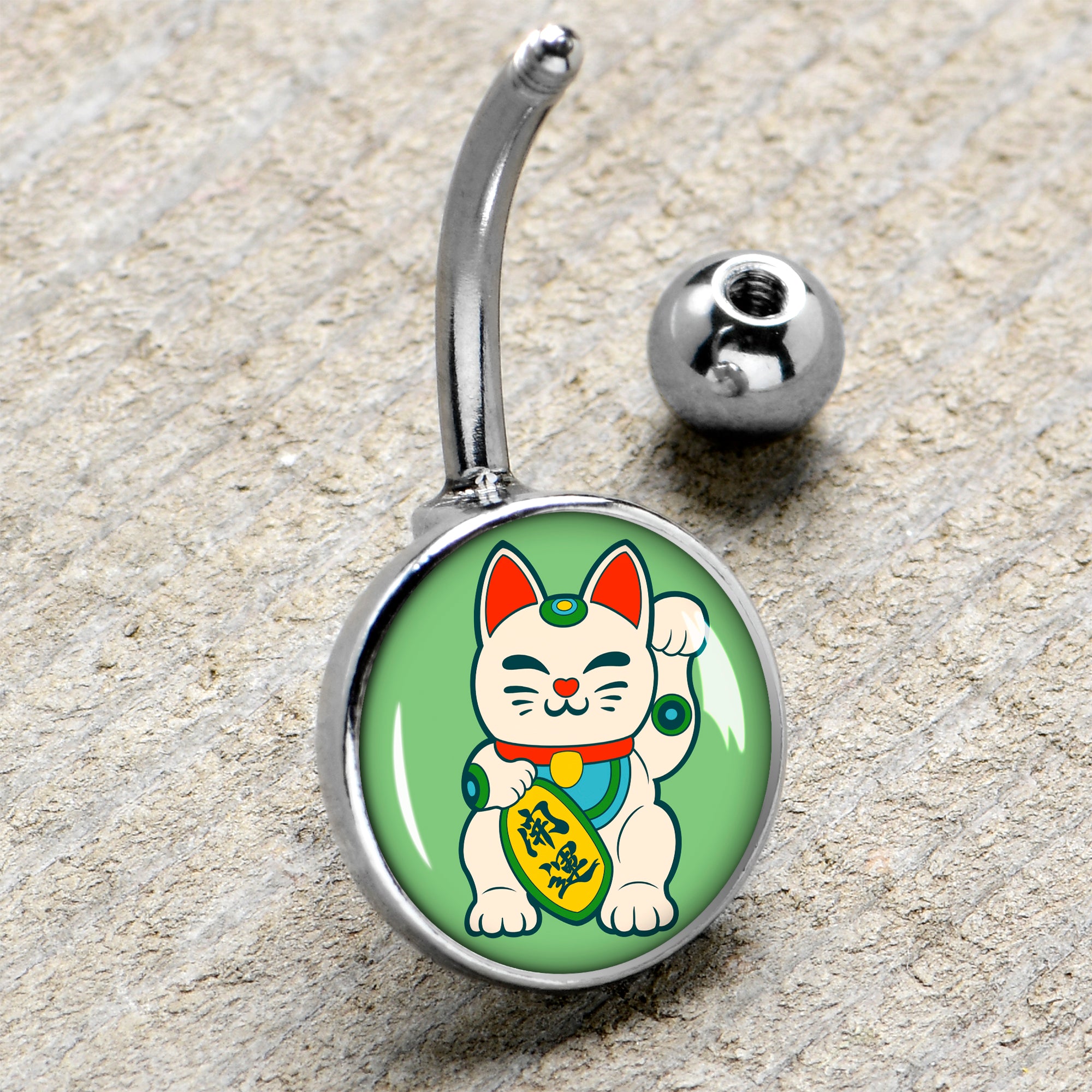 Waving Cat Belly Ring