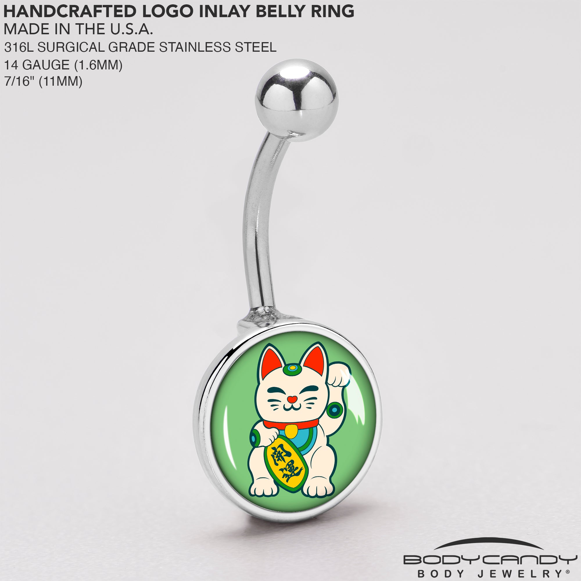 Waving Cat Belly Ring