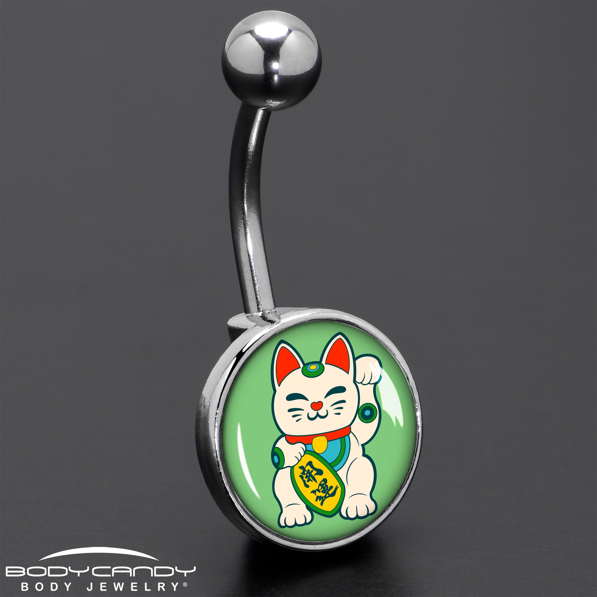 Waving Cat Belly Ring