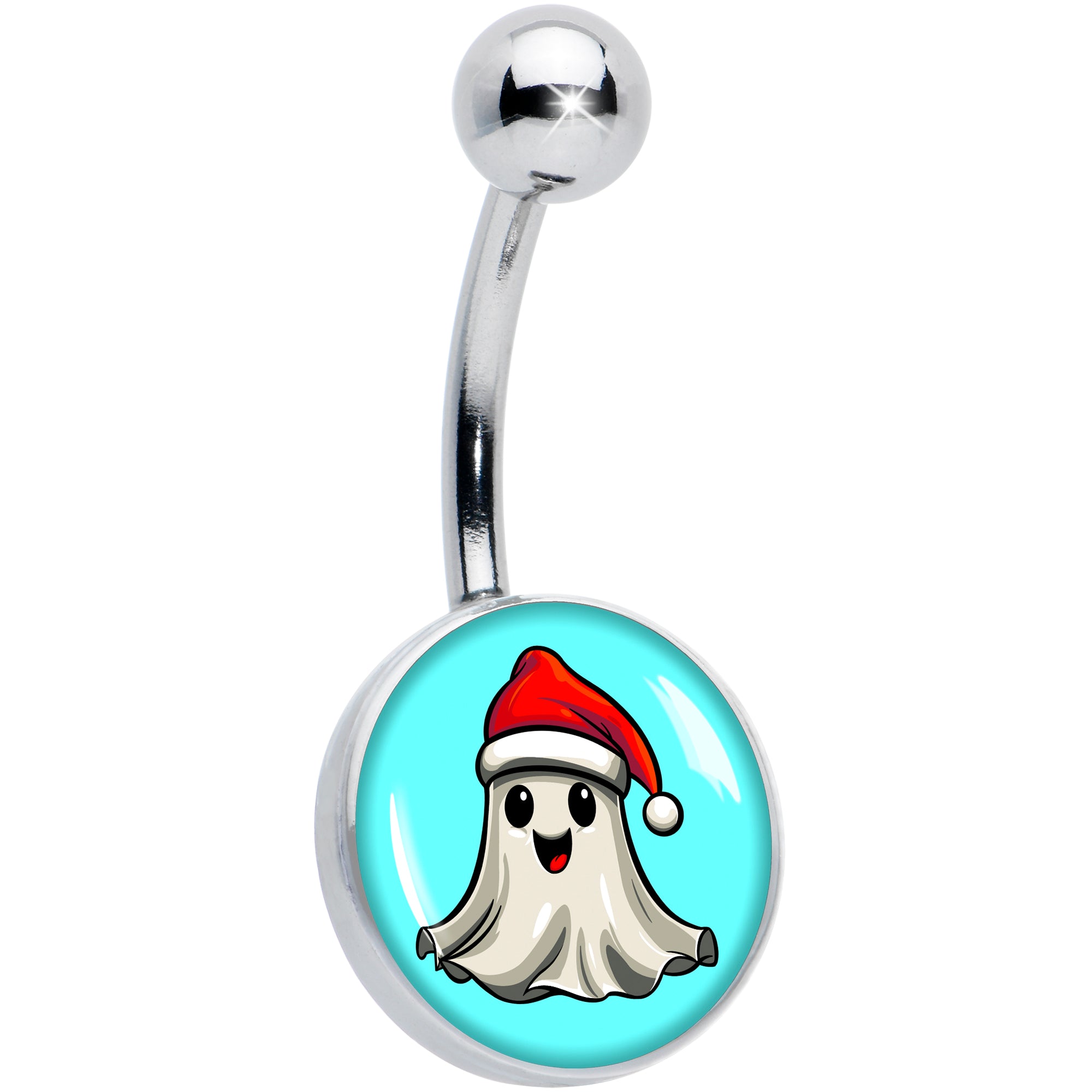 Holiday Christmas Spirit Ghost Belly Ring