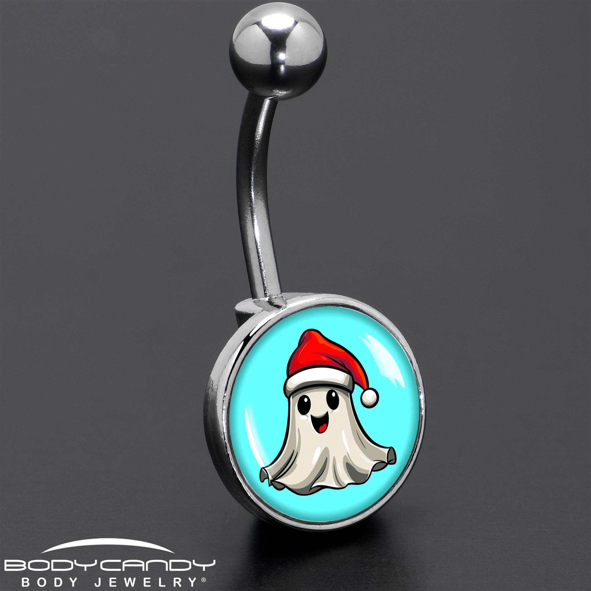 Holiday Christmas Spirit Ghost Belly Ring