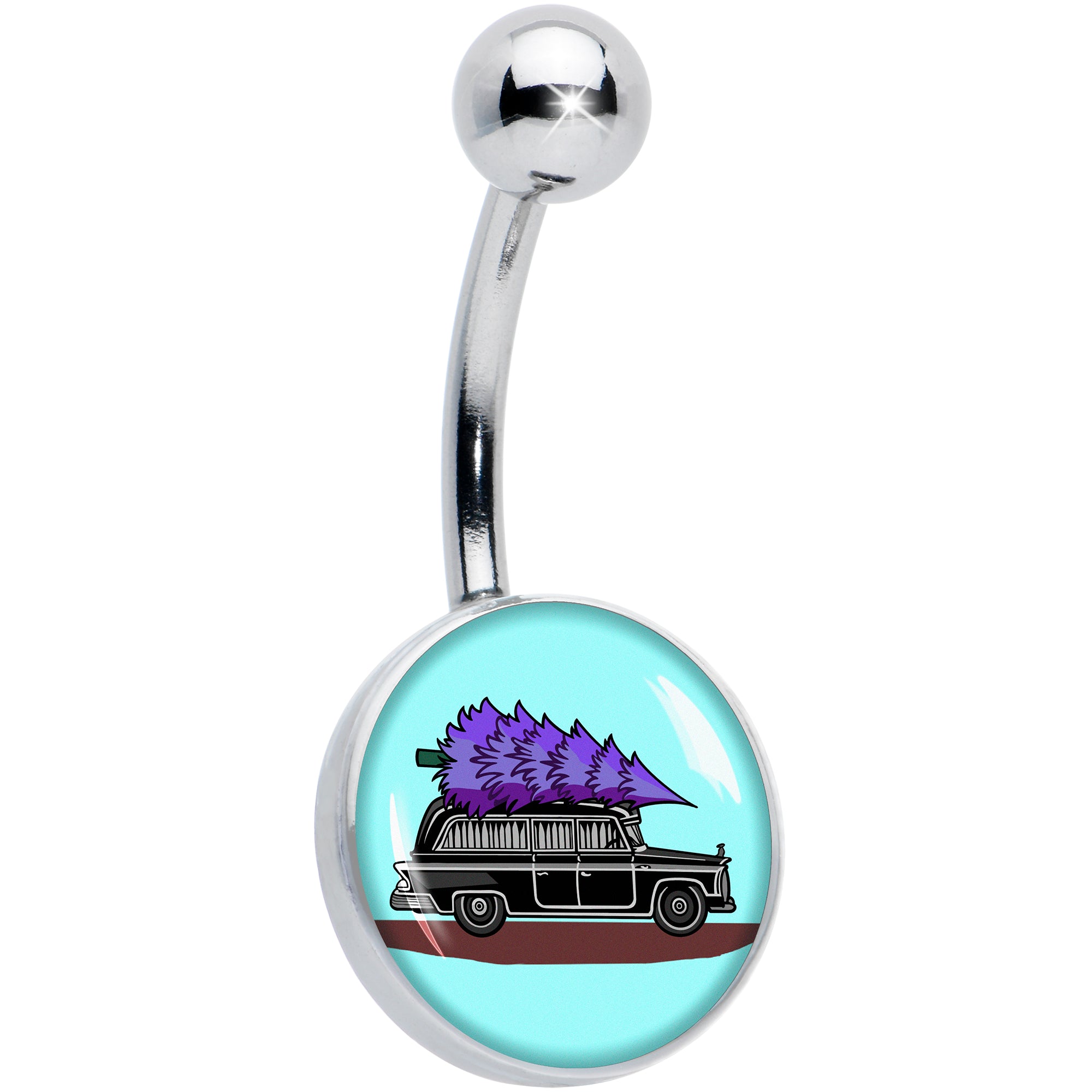 Holiday Christmas Hearse Belly Ring