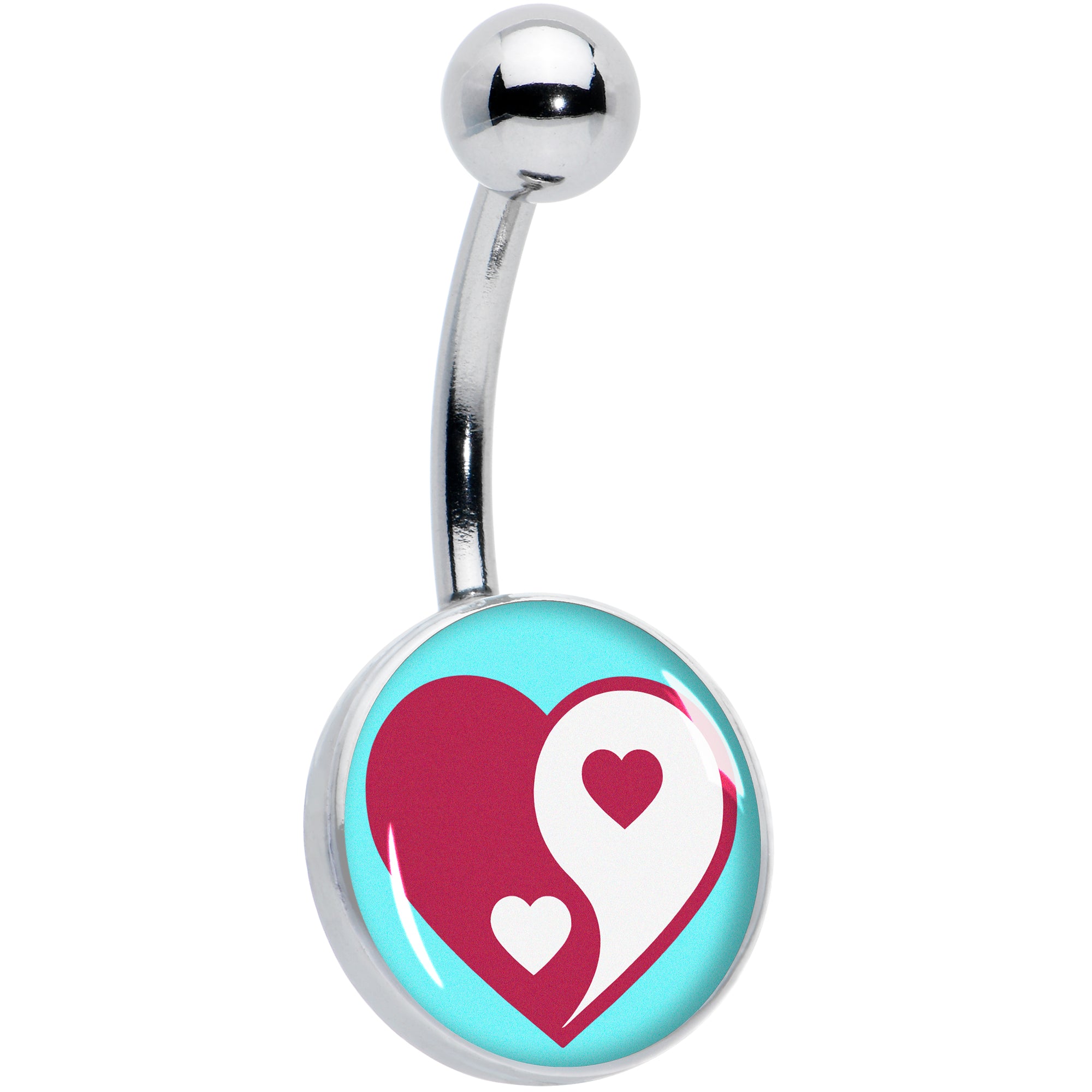 Love Yin Yang Heart Belly Ring