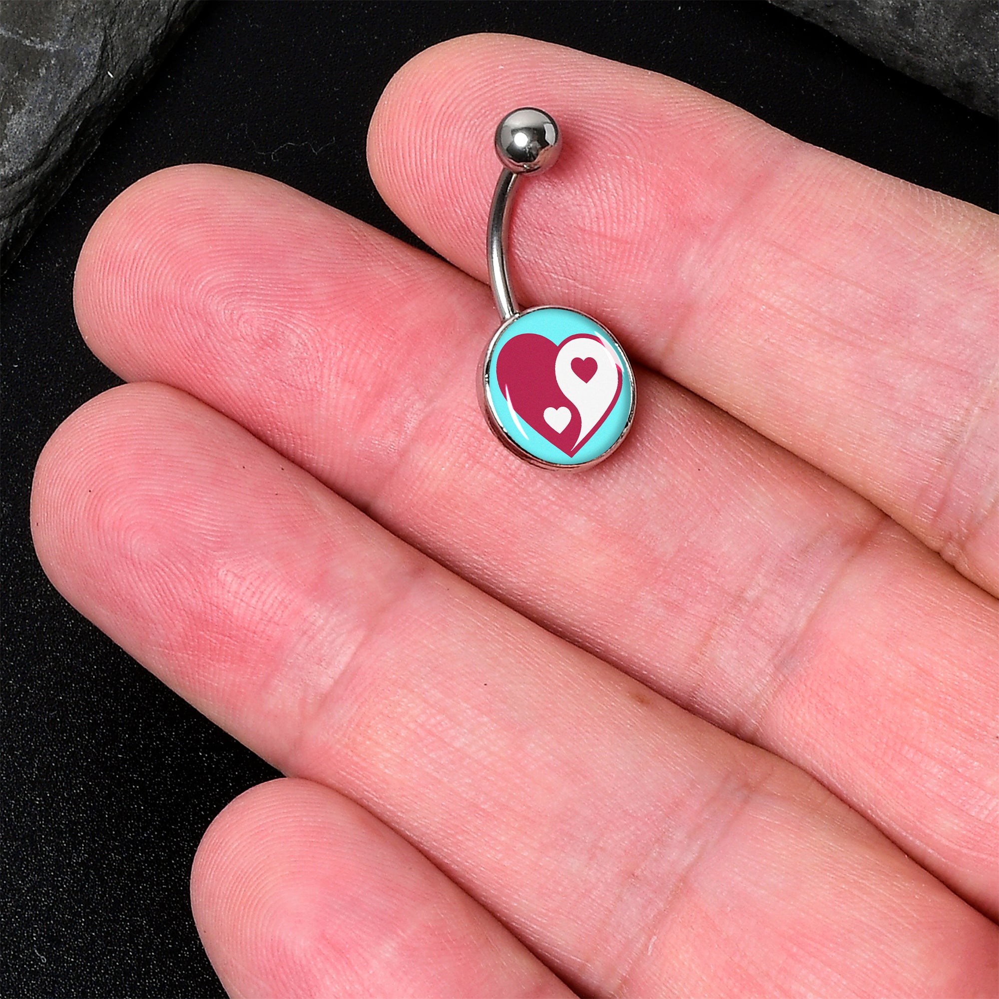 Love Yin Yang Heart Belly Ring