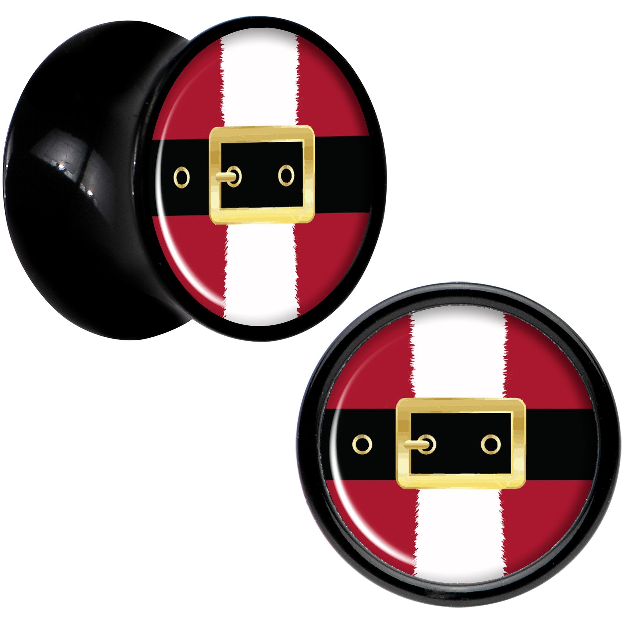 Christmas Santa Suit Black Acrylic Saddle Plug Set Sizes 5mm to 20mm