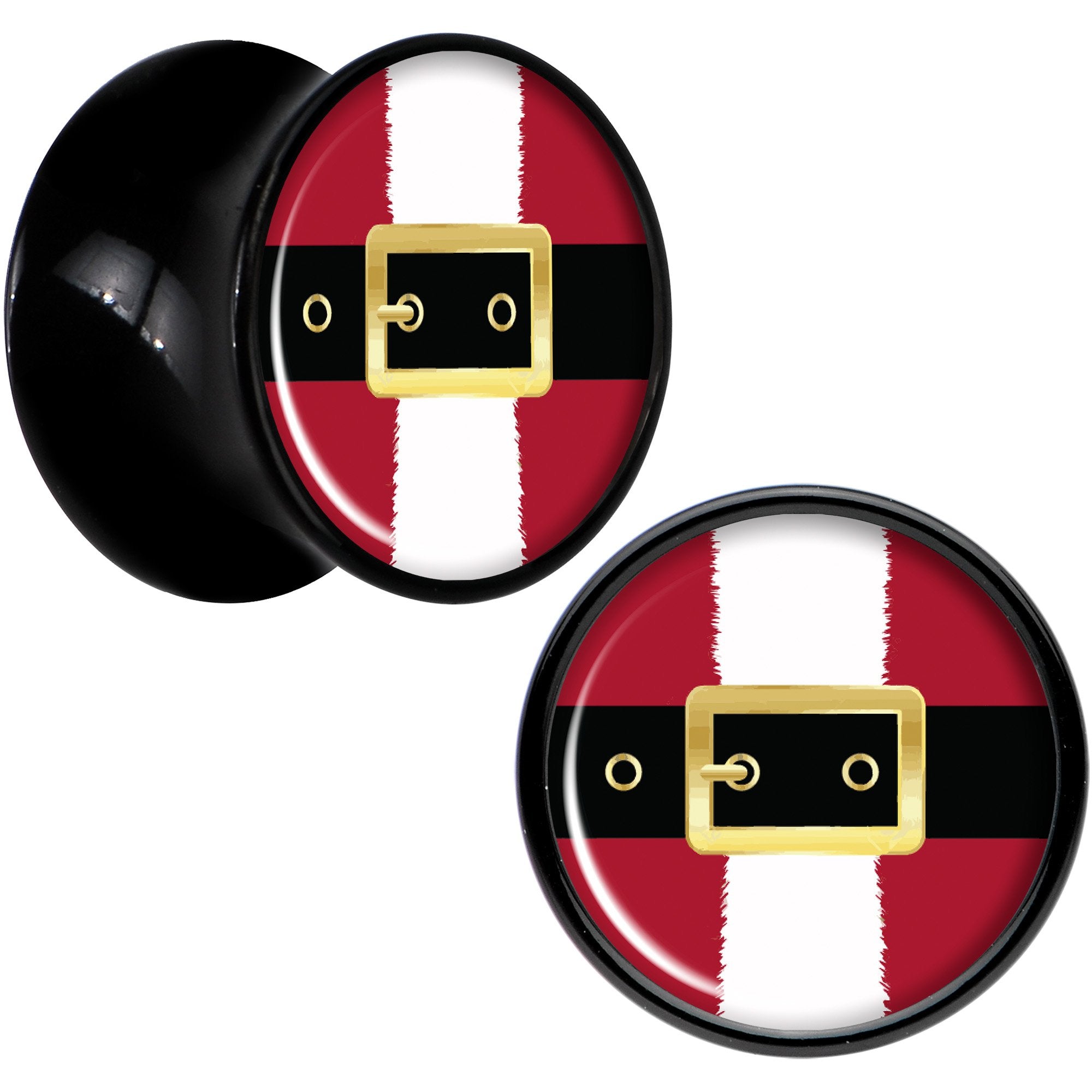 Christmas Santa Suit Black Acrylic Saddle Plug Set Sizes 5mm to 20mm