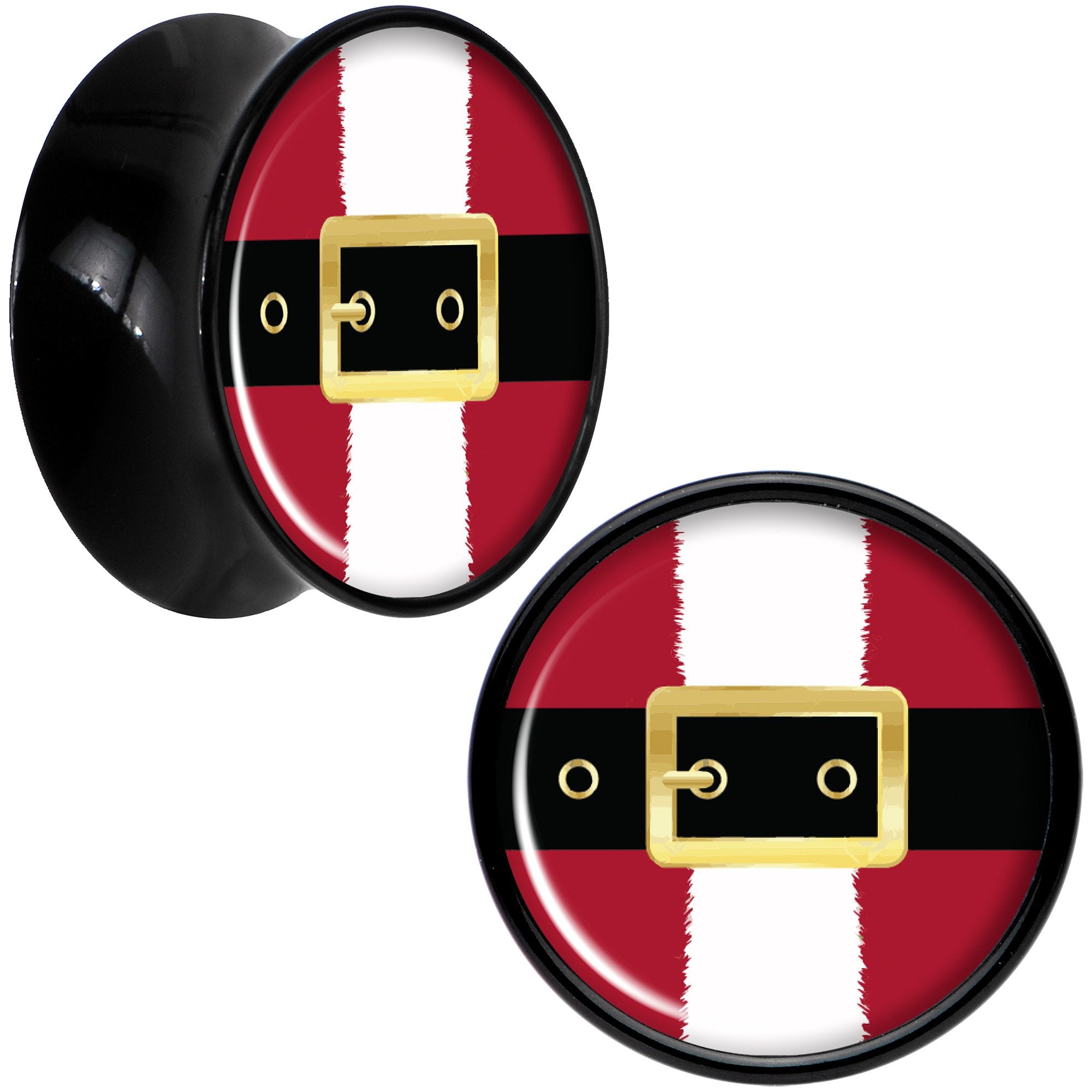 Christmas Santa Suit Black Acrylic Saddle Plug Set Sizes 5mm to 20mm