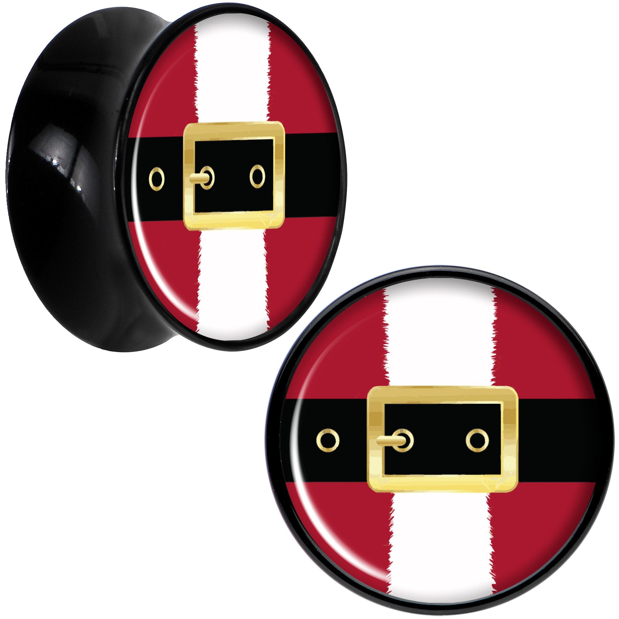 Christmas Santa Suit Black Acrylic Saddle Plug Set Sizes 5mm to 20mm