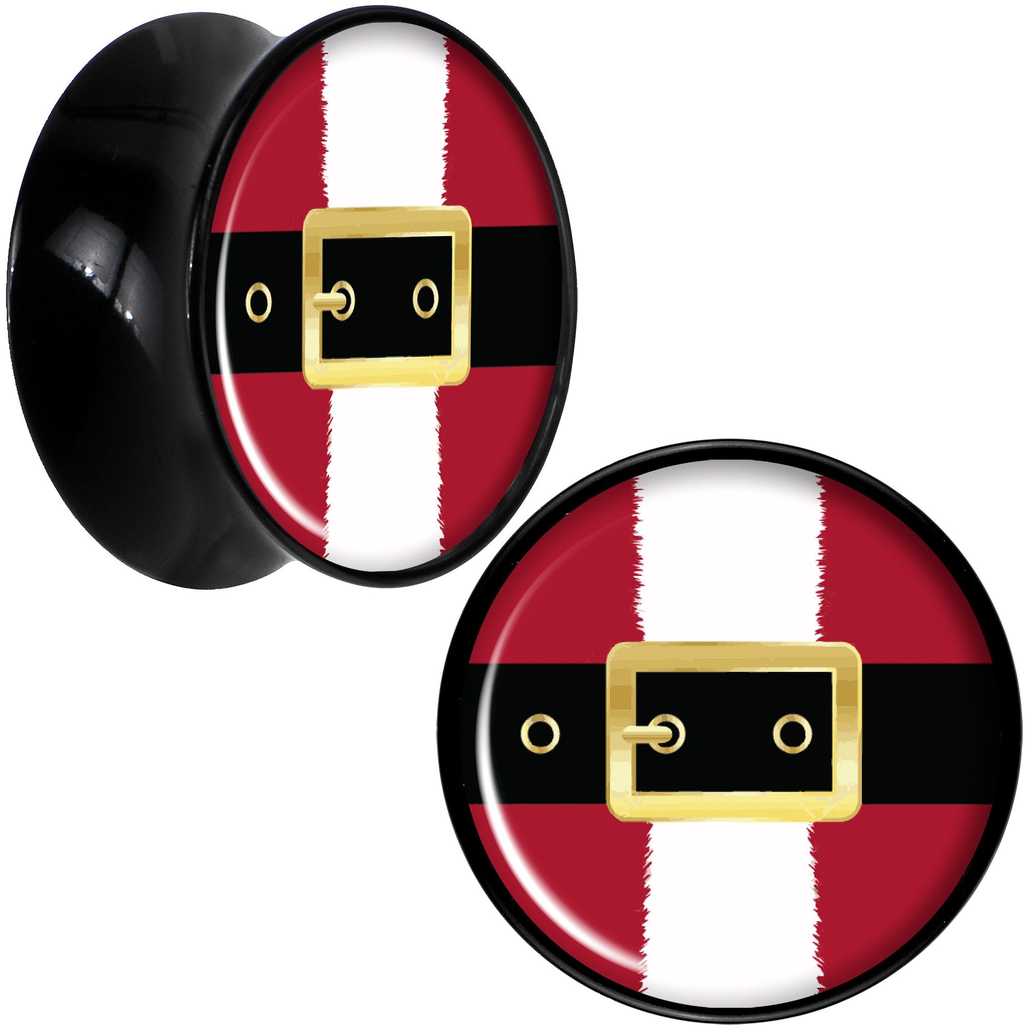 Christmas Santa Suit Black Acrylic Saddle Plug Set Sizes 5mm to 20mm