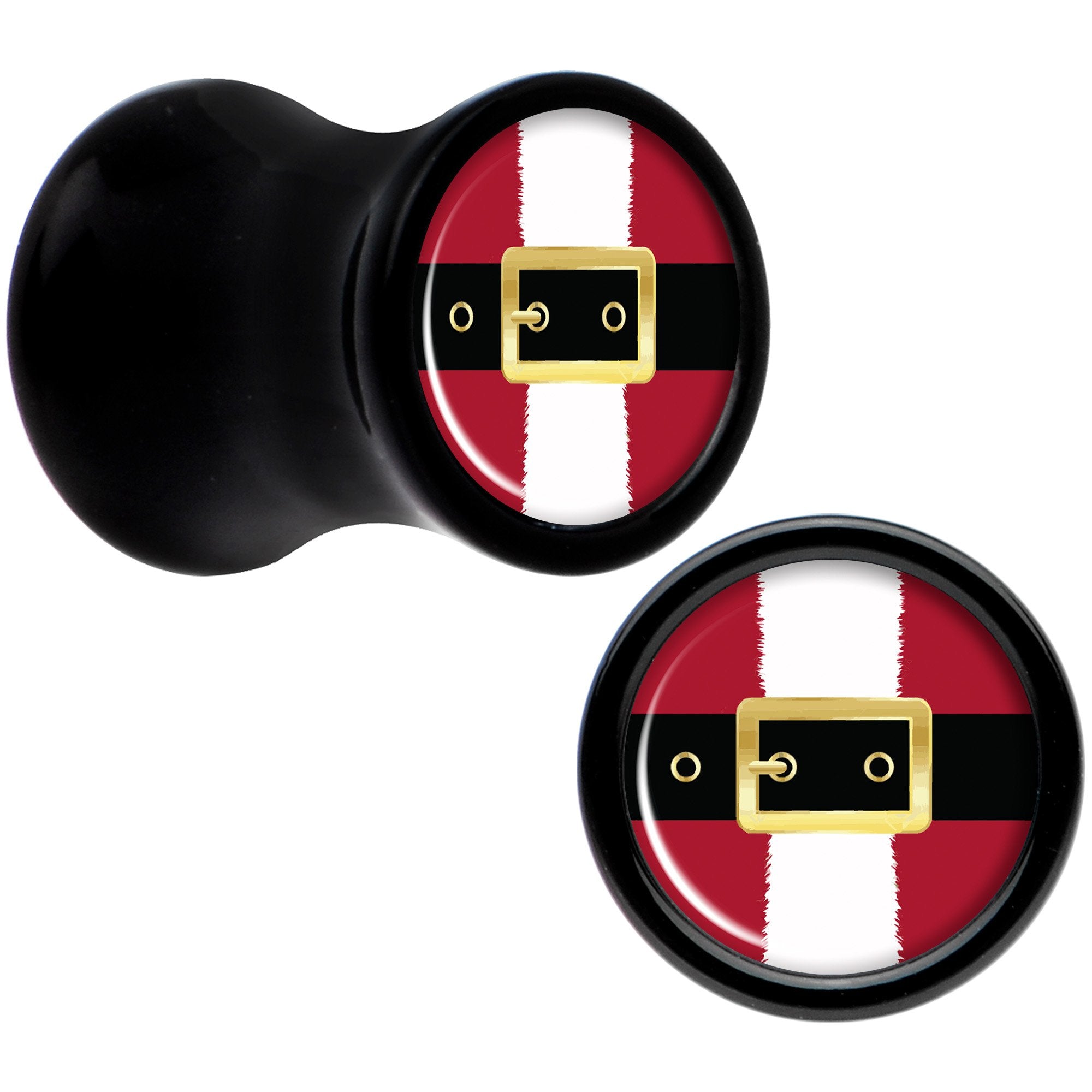 Christmas Santa Suit Black Acrylic Saddle Plug Set Sizes 5mm to 20mm