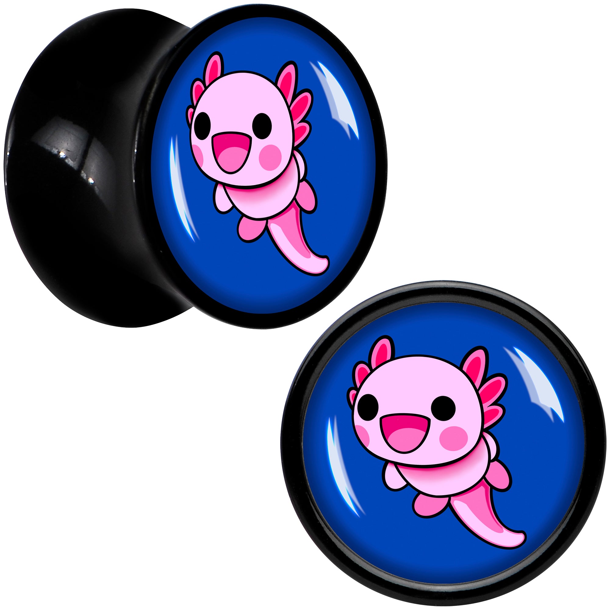 Adorable Axolotl Black Acrylic Saddle Plug Set