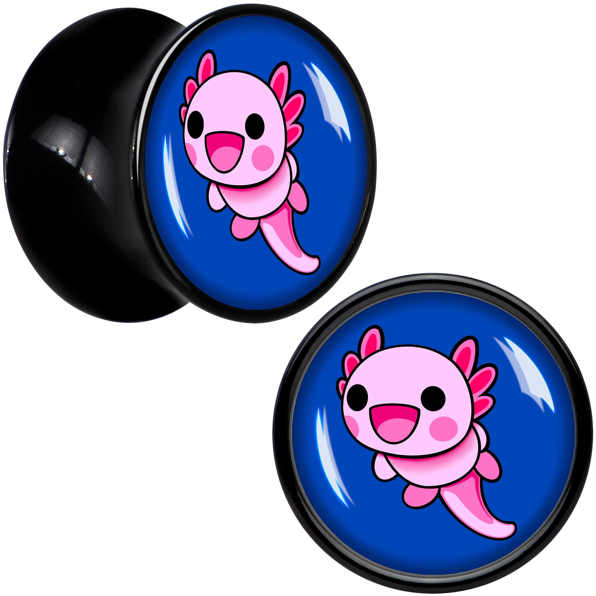 Adorable Axolotl Black Acrylic Saddle Plug Set