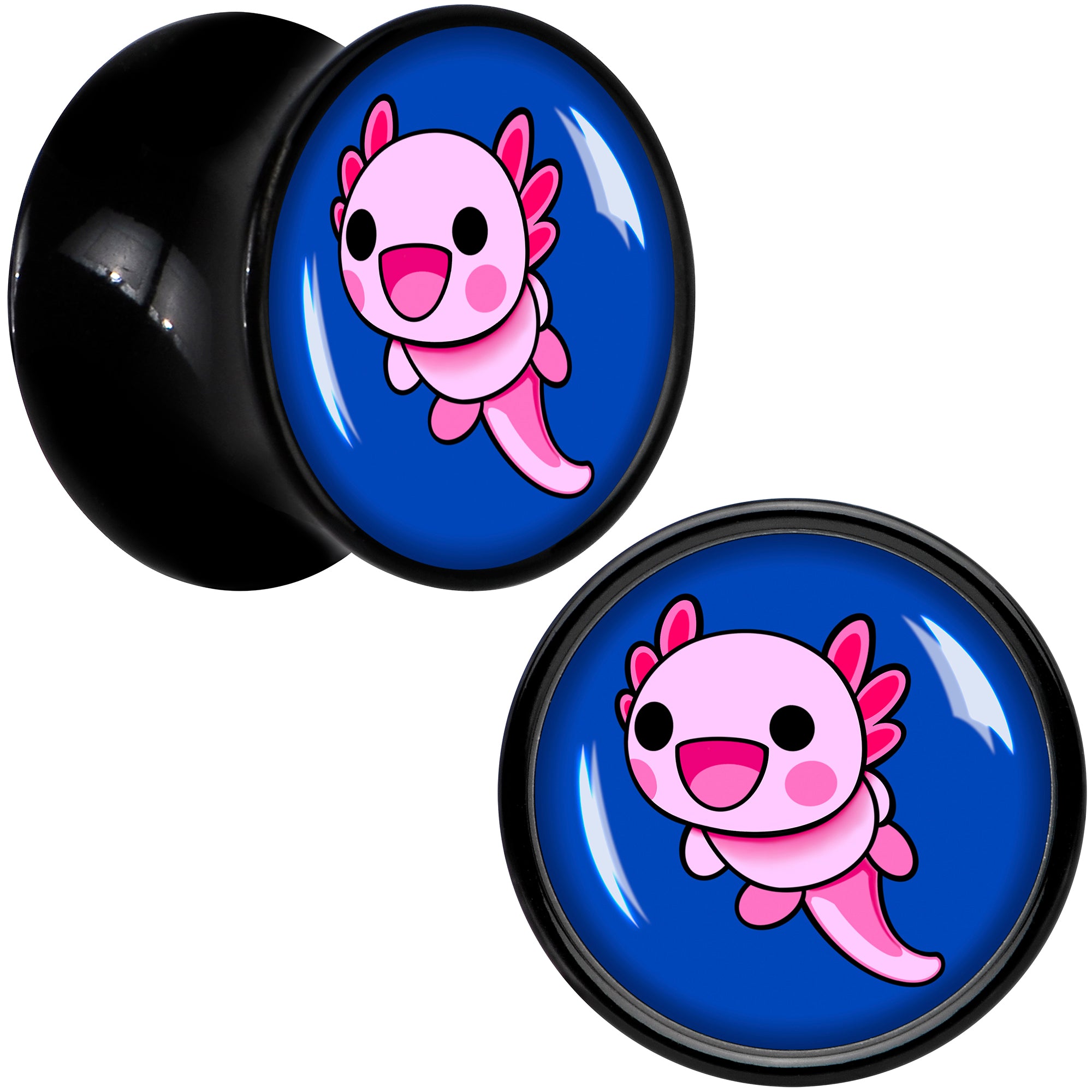 Adorable Axolotl Black Acrylic Saddle Plug Set