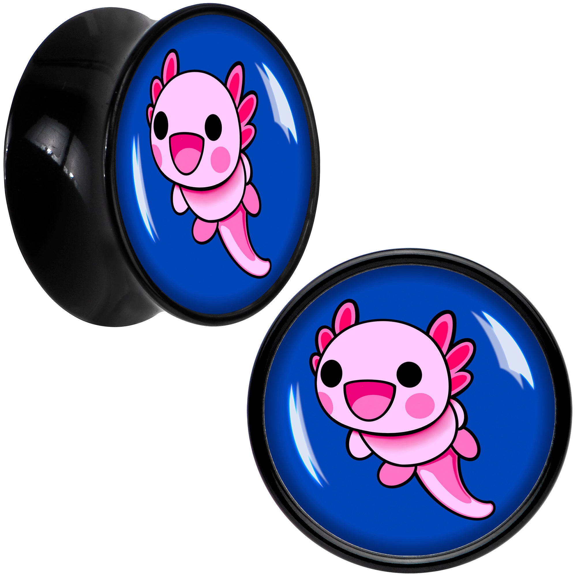 Adorable Axolotl Black Acrylic Saddle Plug Set