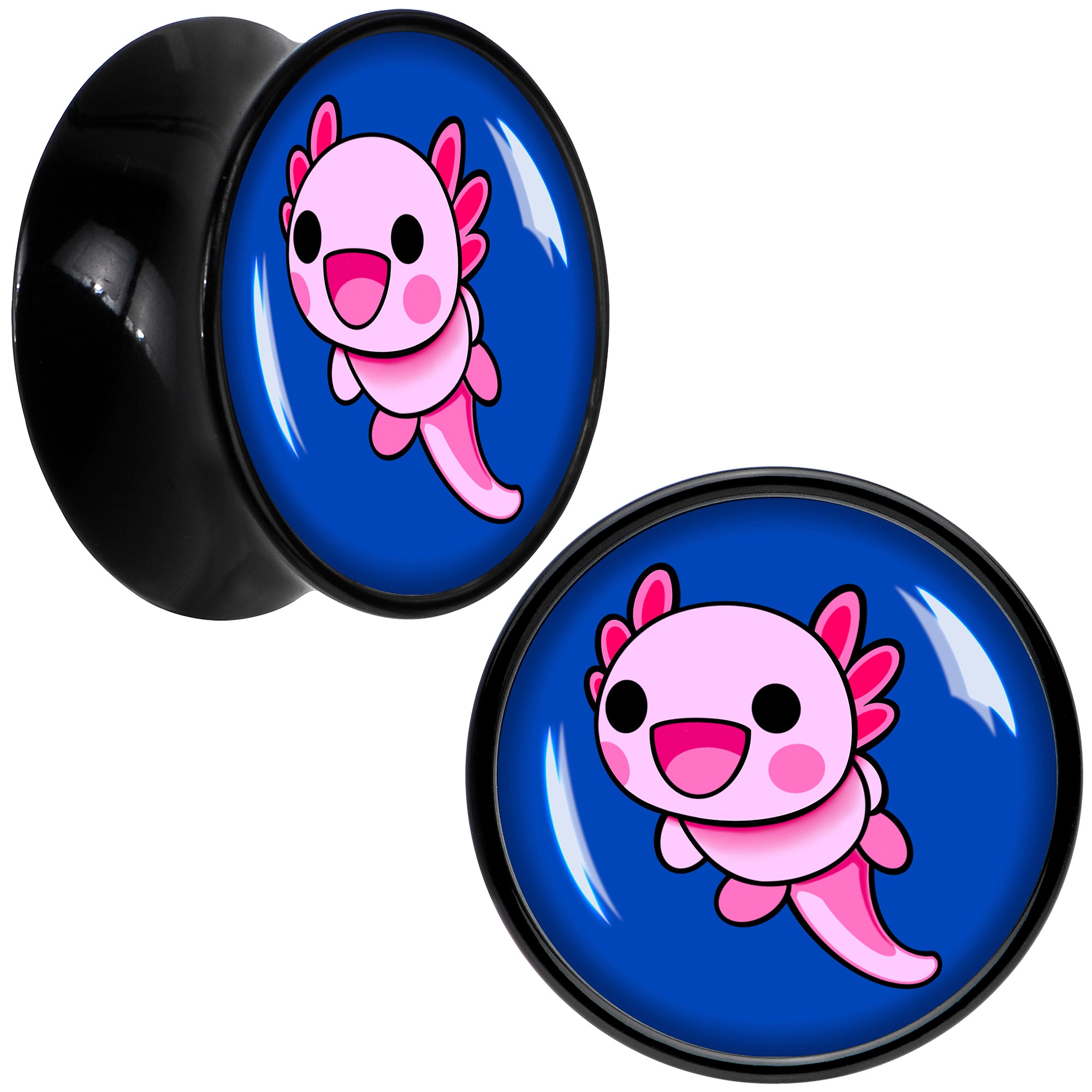 Adorable Axolotl Black Acrylic Saddle Plug Set