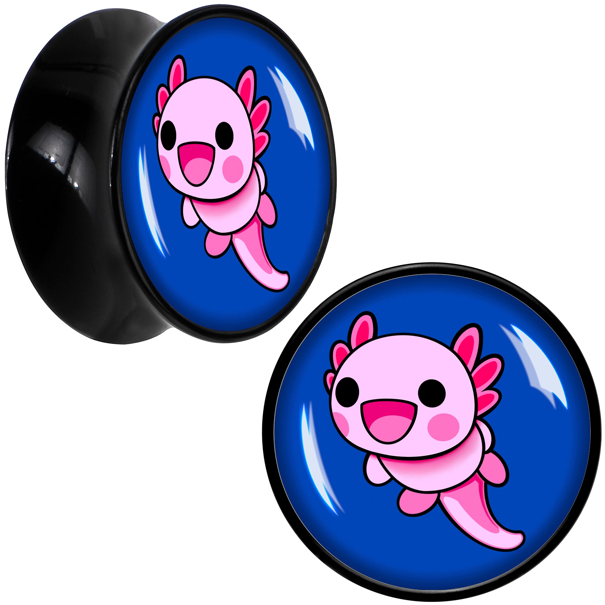 Adorable Axolotl Black Acrylic Saddle Plug Set