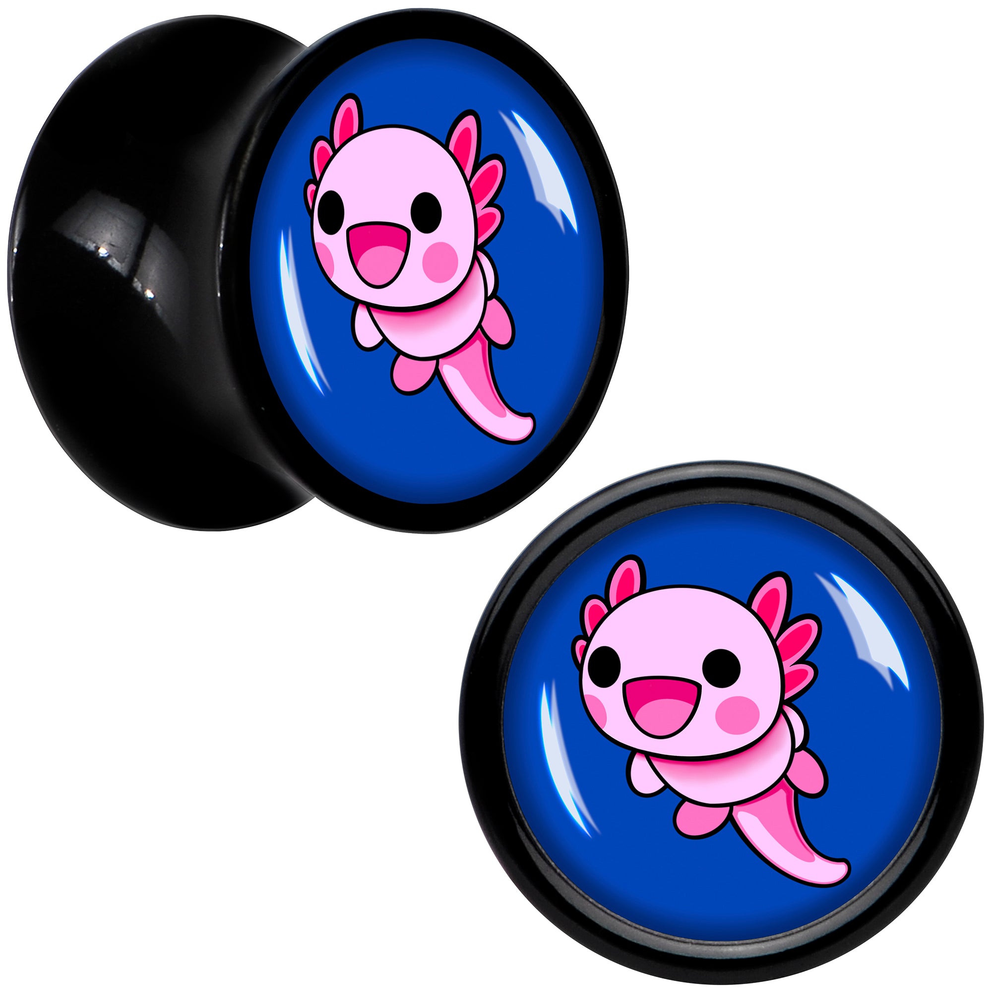 Adorable Axolotl Black Acrylic Saddle Plug Set