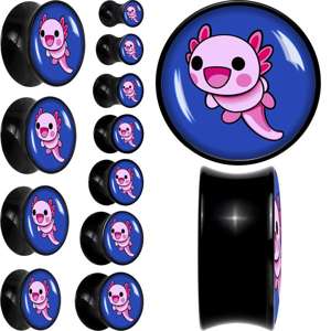 Adorable Axolotl Black Acrylic Saddle Plug Set