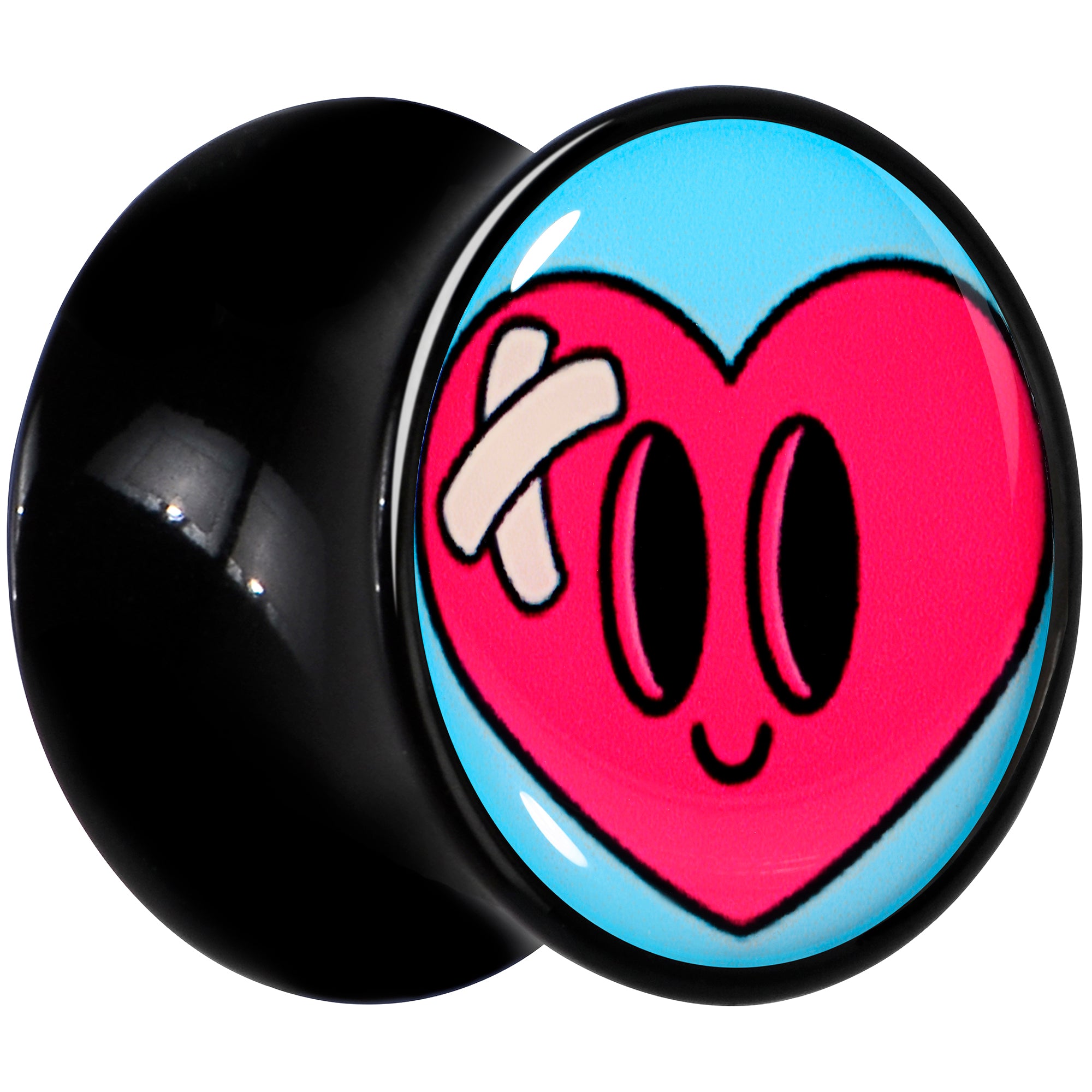 Black Acrylic Heartbreak Bandaged Heart Double Flare Plug Set